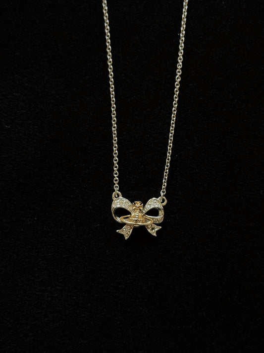 Vivienne Westwood Crystal Bow Orb Necklace