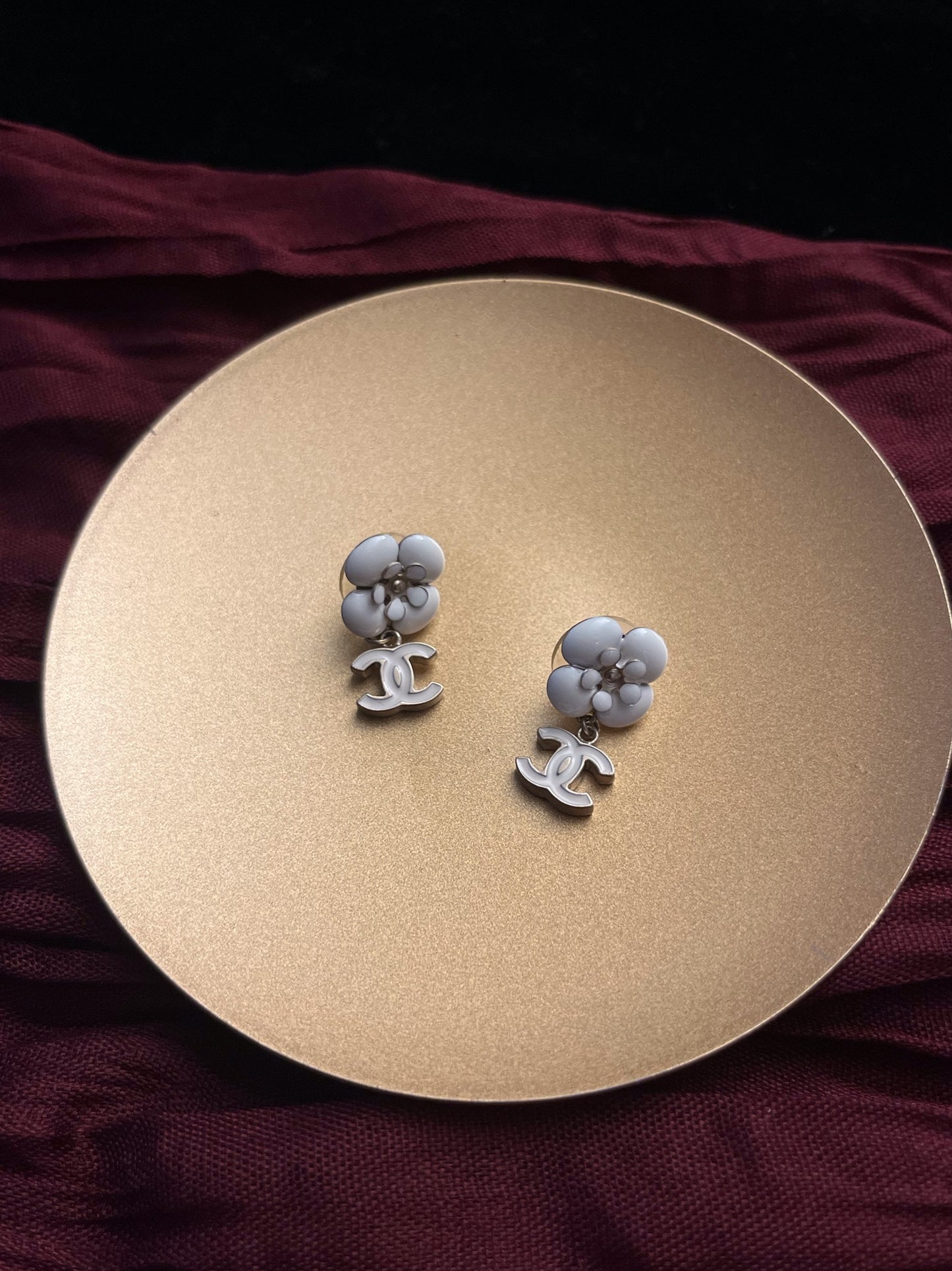 Chanel 2006 Vintage Camellia CC Drop Earrings