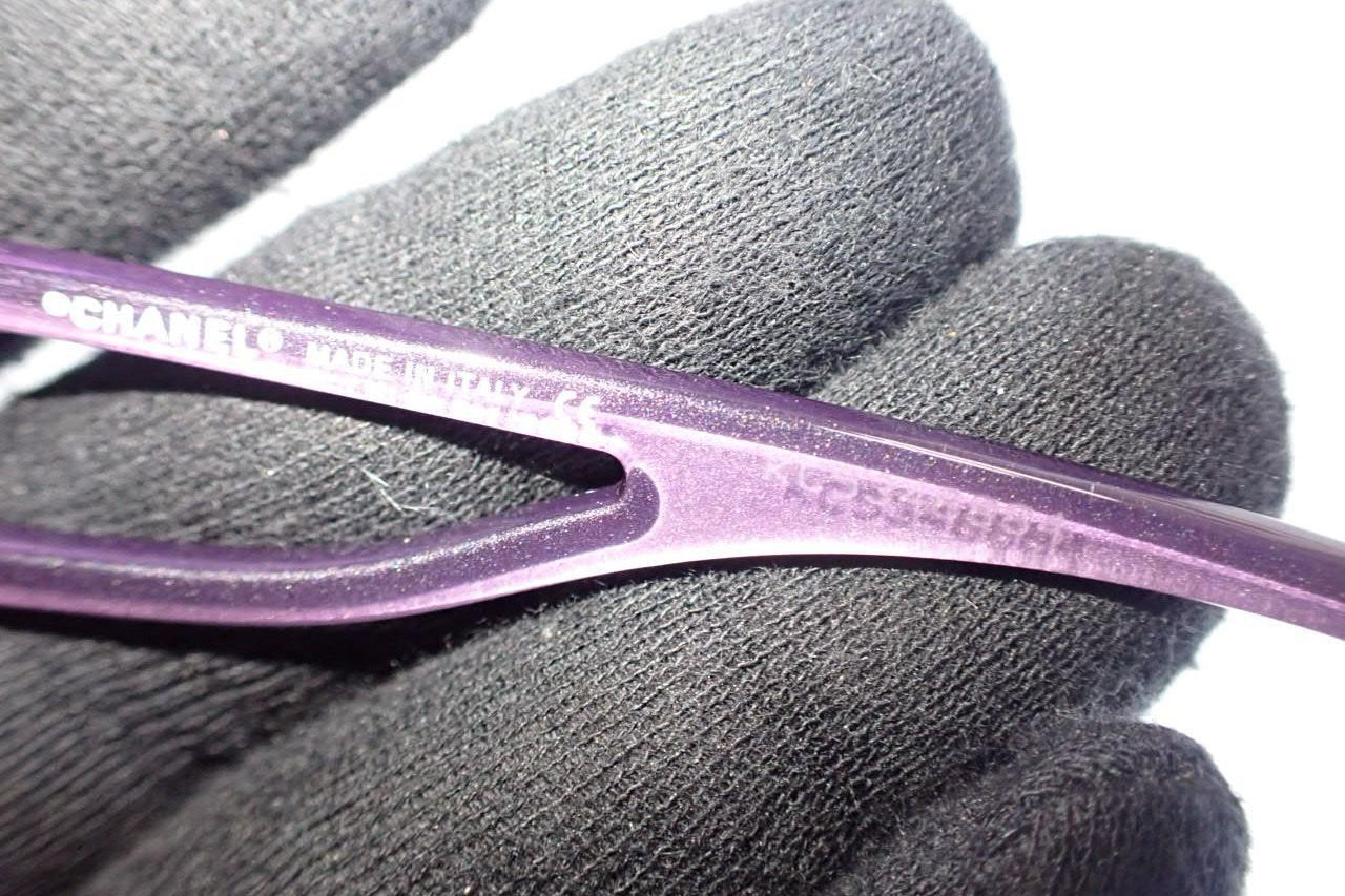 Chanel Vintage Black and Purple Y2K Style Logo Sunglasses