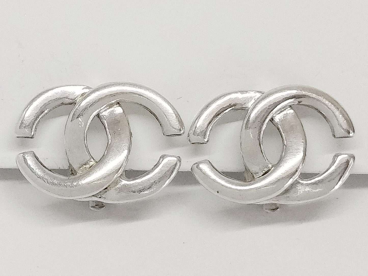 Chanel 2001 Silver-Plated Double C Clip-On Earrings