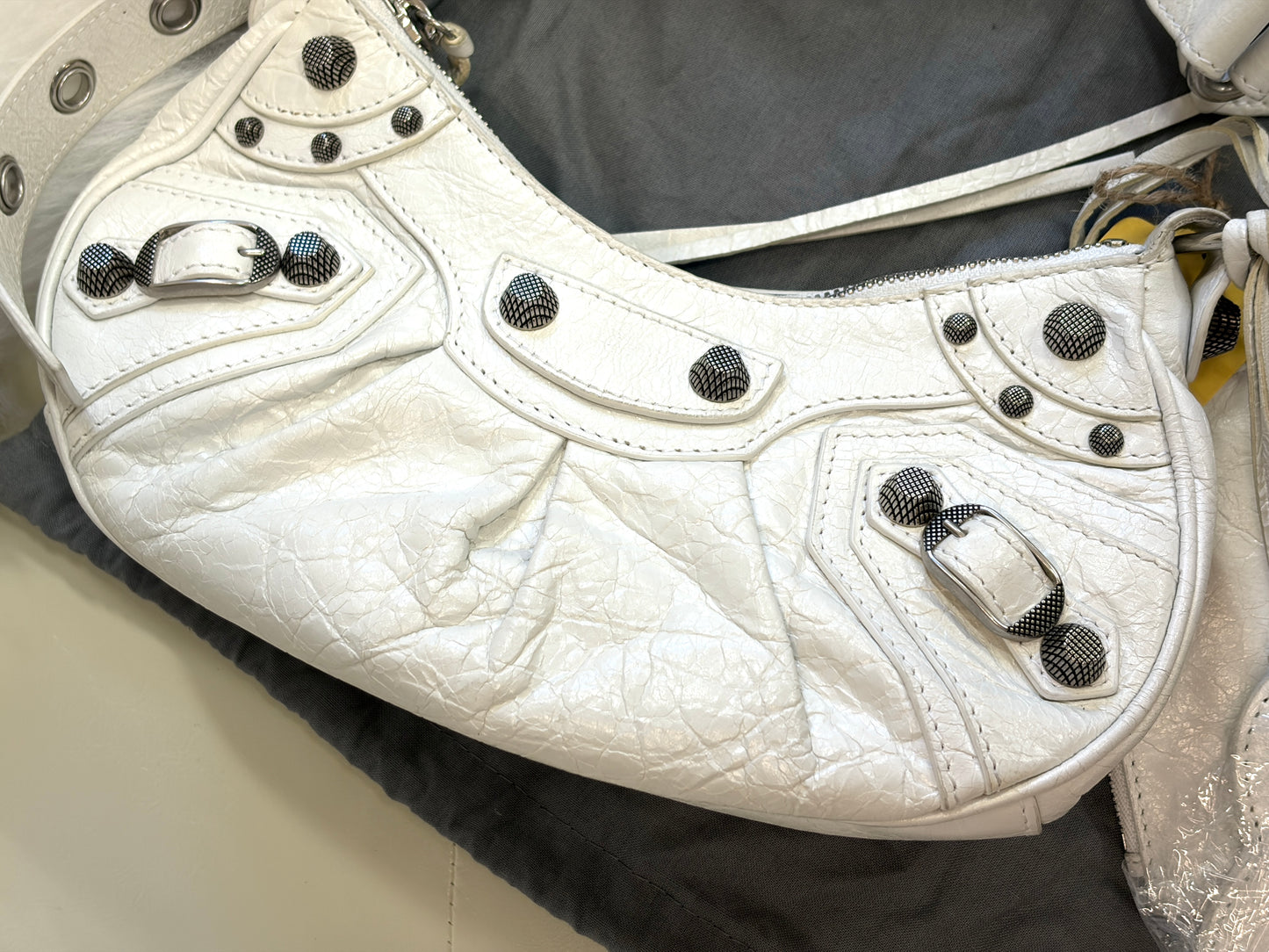 Balenciaga Motocross Small Shoulder Bag – White