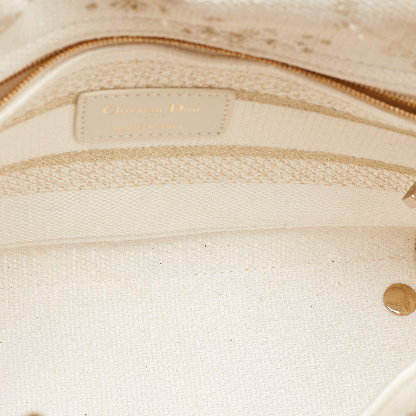 Dior Christmas Edition White Embroidered Canvas Zodiac Small Lady D-Lite Bag