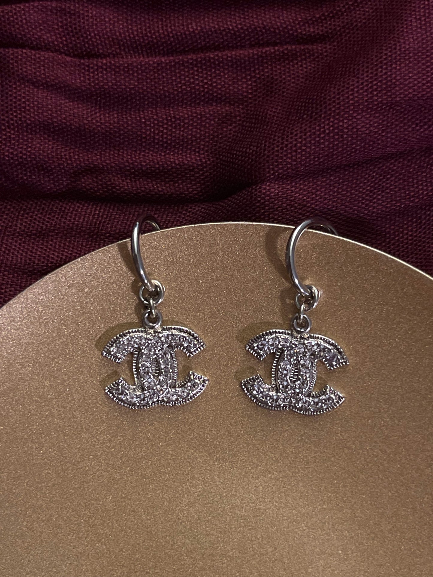 Chanel 2008 Double-Layer Pale Pink Crystal Earrings in Light Gold Tone