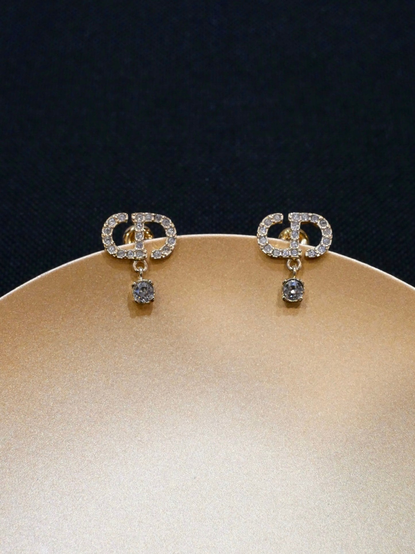 Dior Vintage Crystal CD Logo Drop Earrings