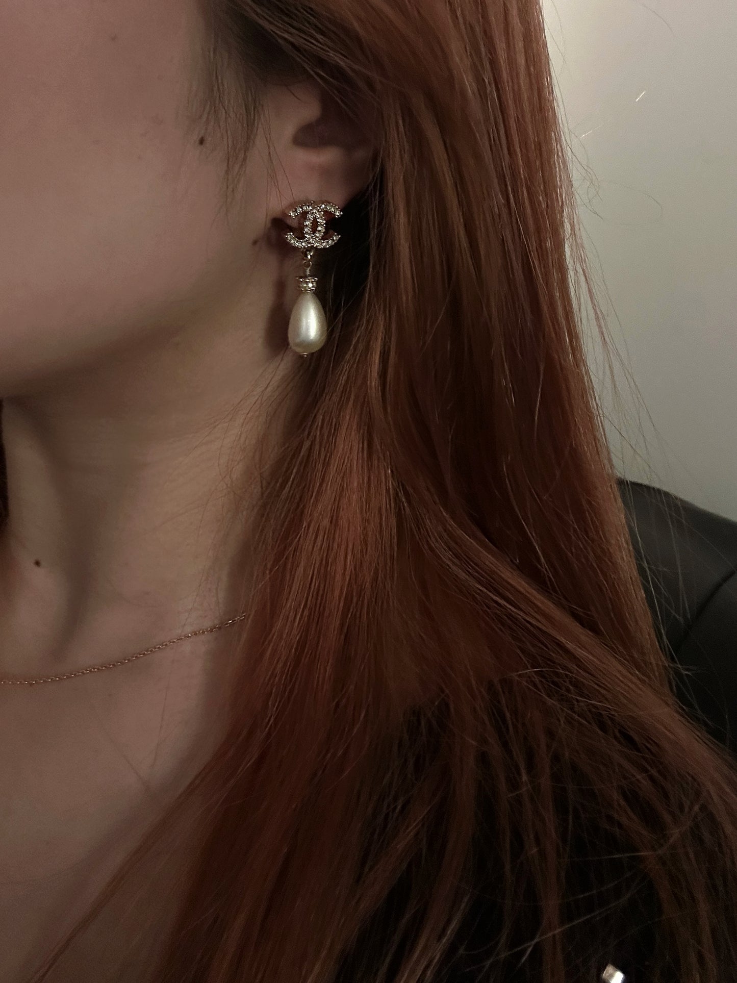 Chanel "Crown Cascade" Métiers d'Art Crystal Pavé CC & Baroque Pearl Drop Pierced Earrings