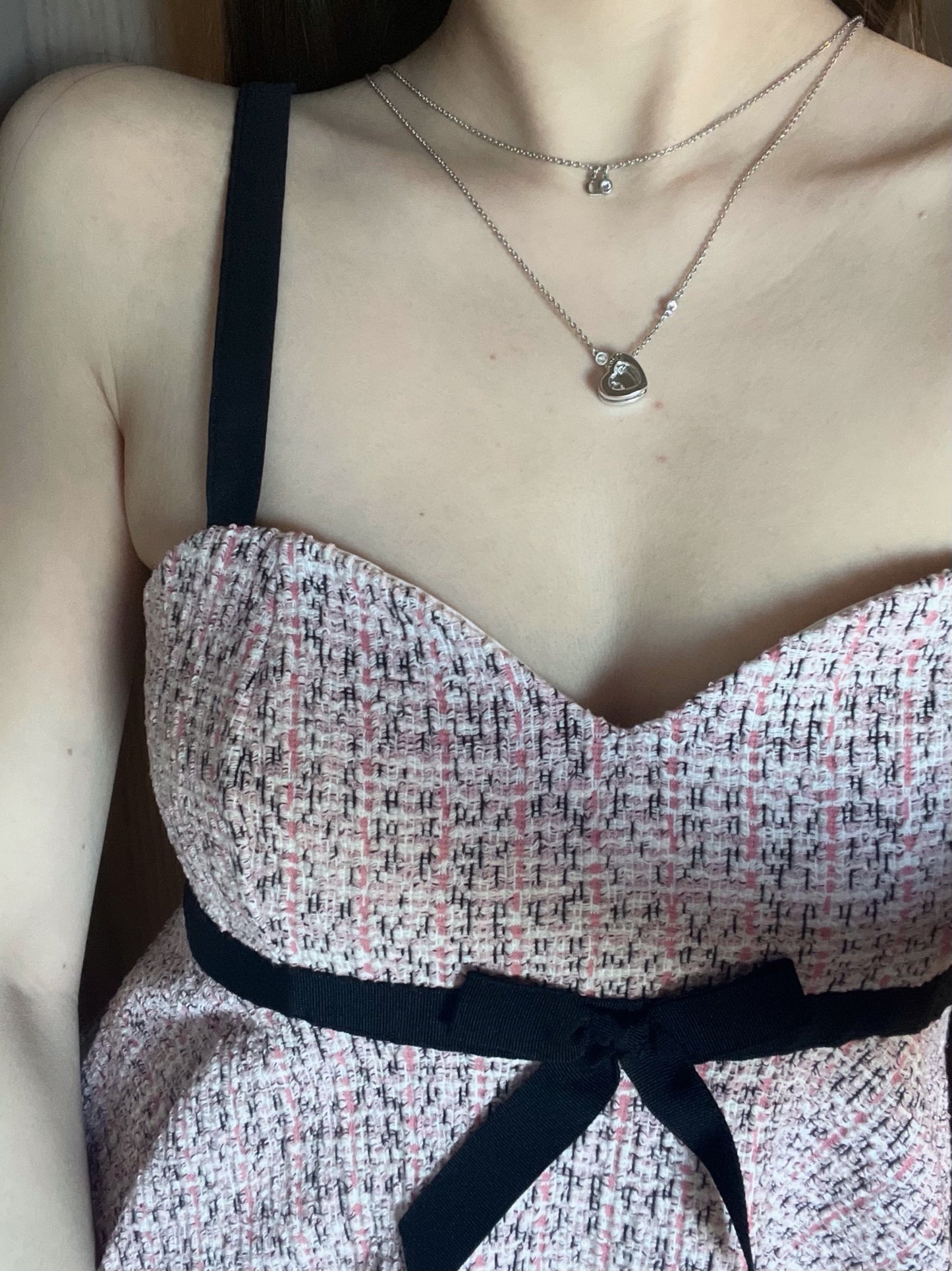 Vintage Dior Double-Layer Open Heart Necklace
