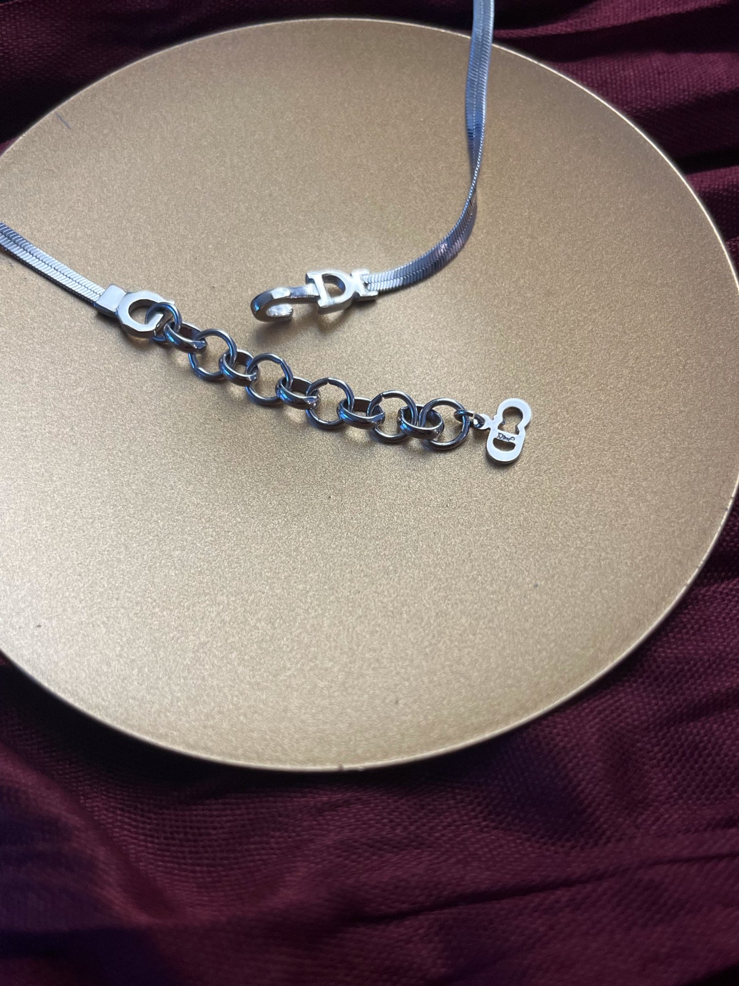 Dior Vintage Y2K Titanium-Silver Bow Snake Chain necklace