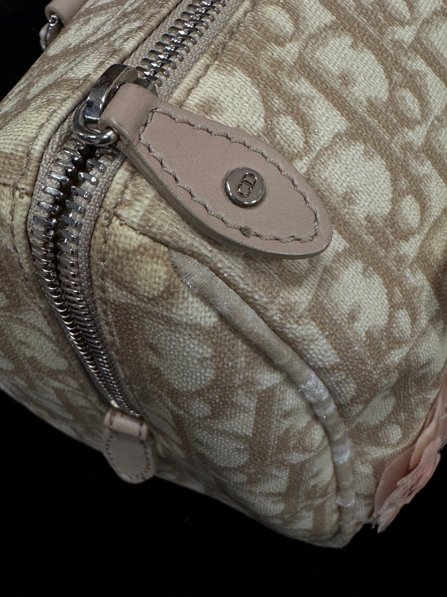 Dior Vintage Oblique Floral Embellished Shoulder Bag