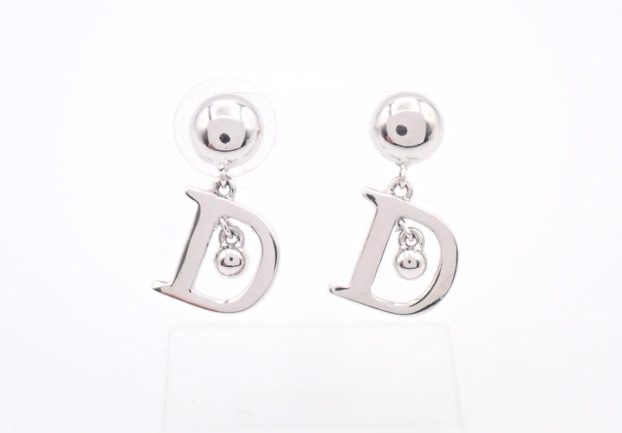 Vintage Dior Silver “D” Logo Drop Earrings