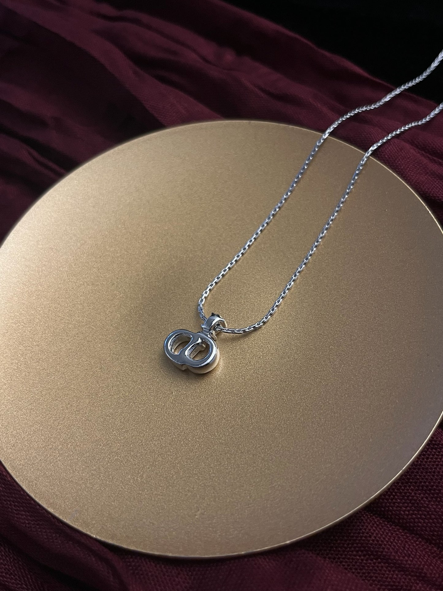 Dior Vintage Silver Crystal Crown CD Necklace