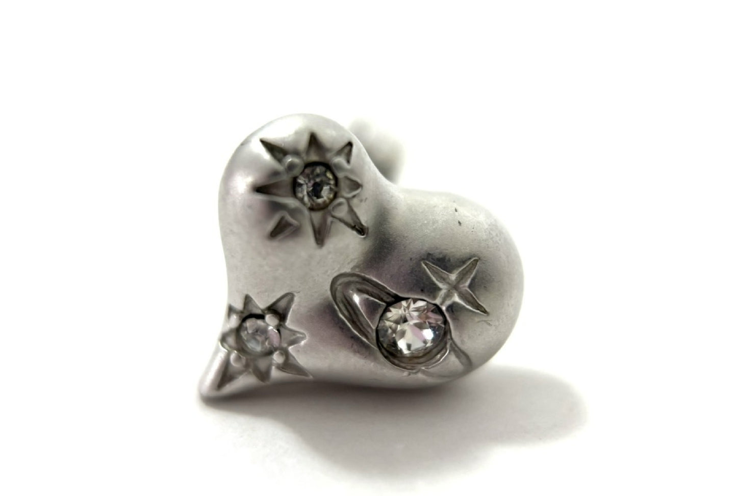 Vivienne Westwood Silver Cosmic Heart Crystal Stud Earrings