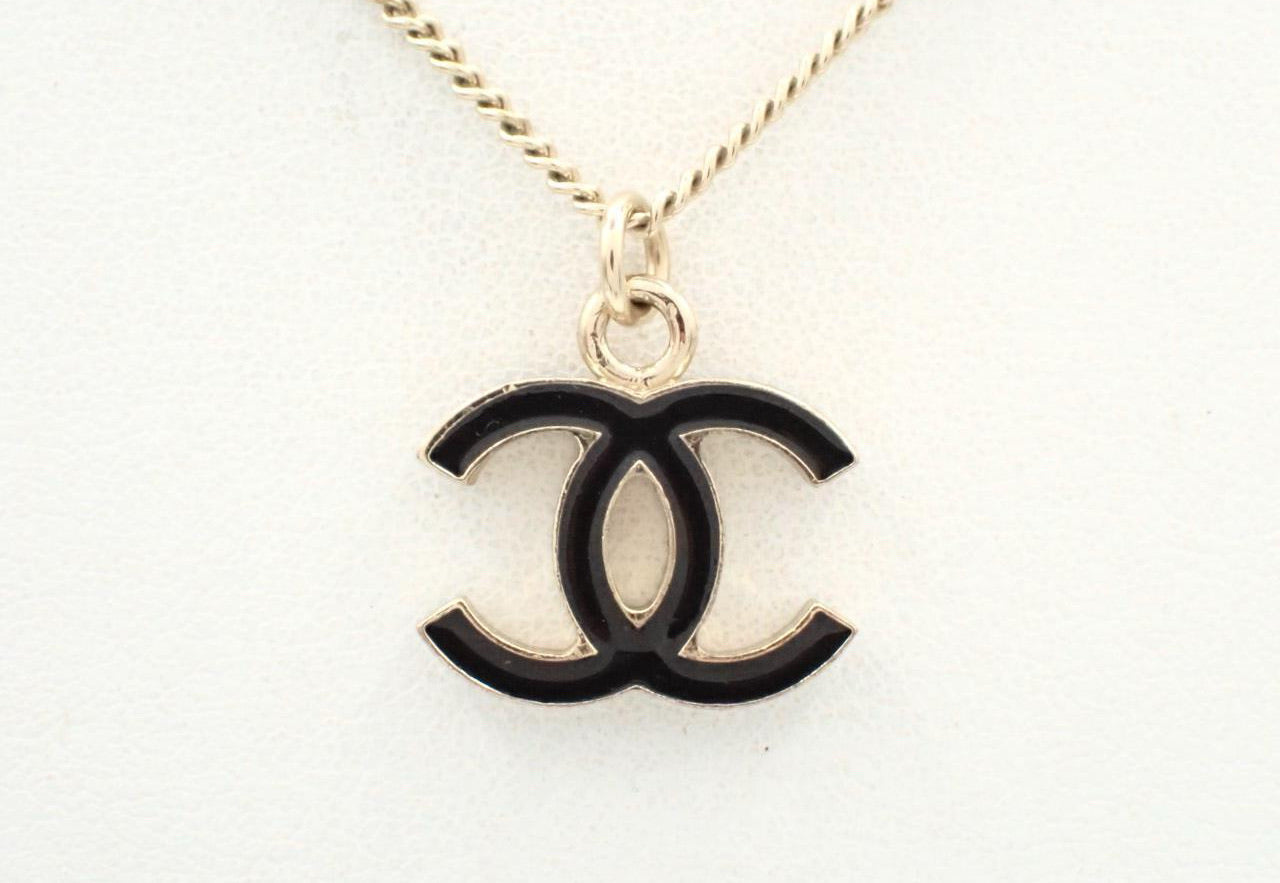 Chanel 2005 Black Double-C Logo Pendant Necklace