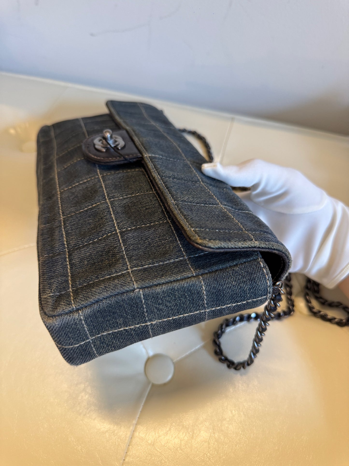 Chanel Dark Blue Denim Chain Flap Shoulder Bag