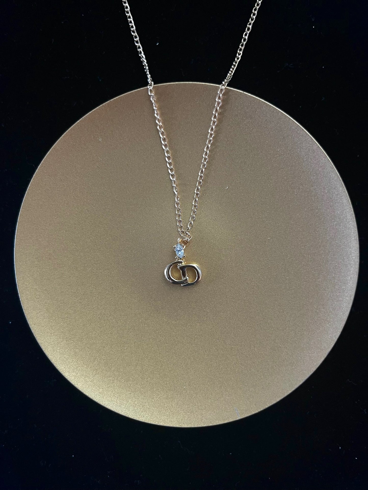 Vintage Dior Classic CD Solitaire Necklace (Gold Tone)