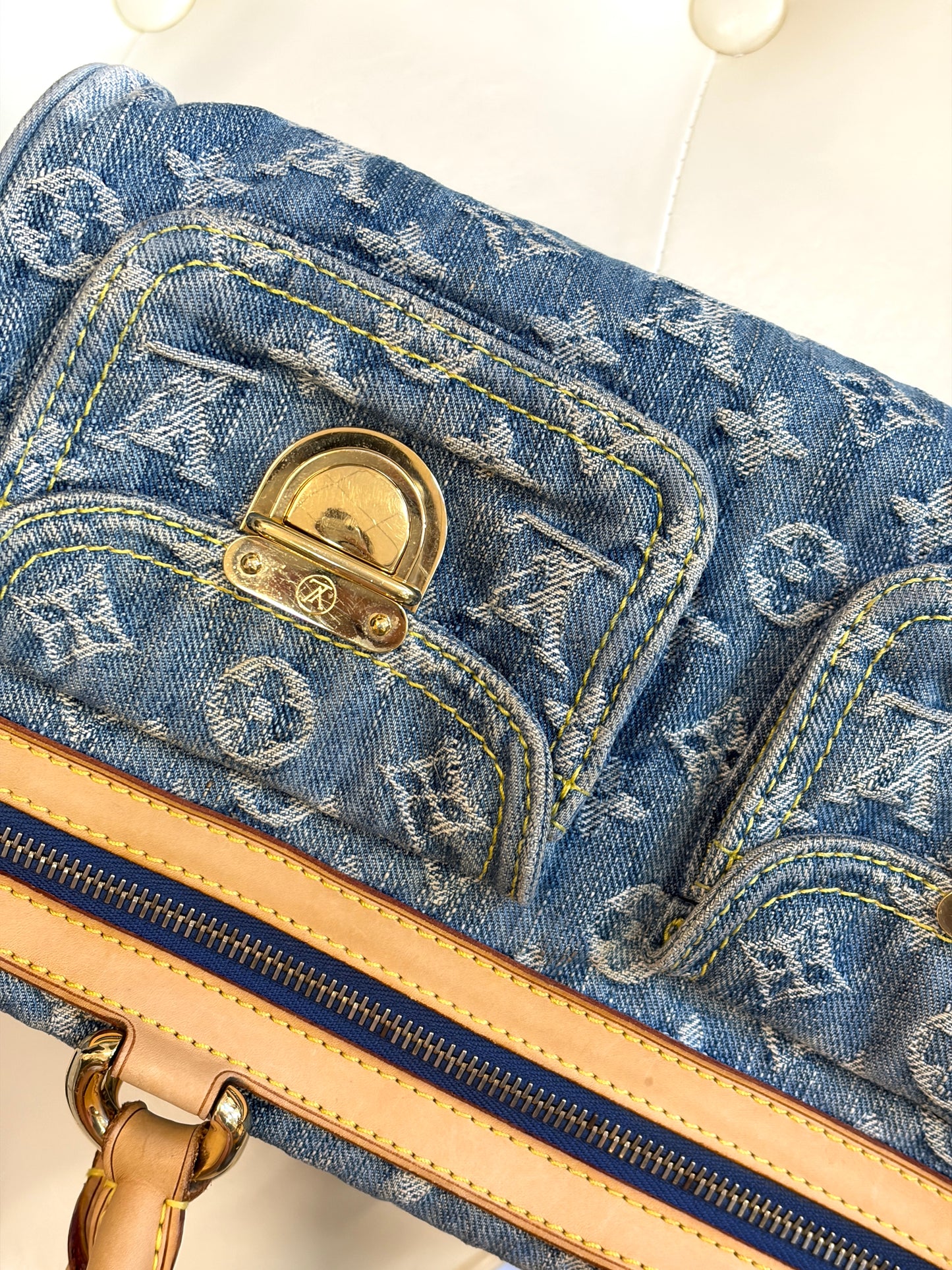 LV Vintage Blue Denim Tote