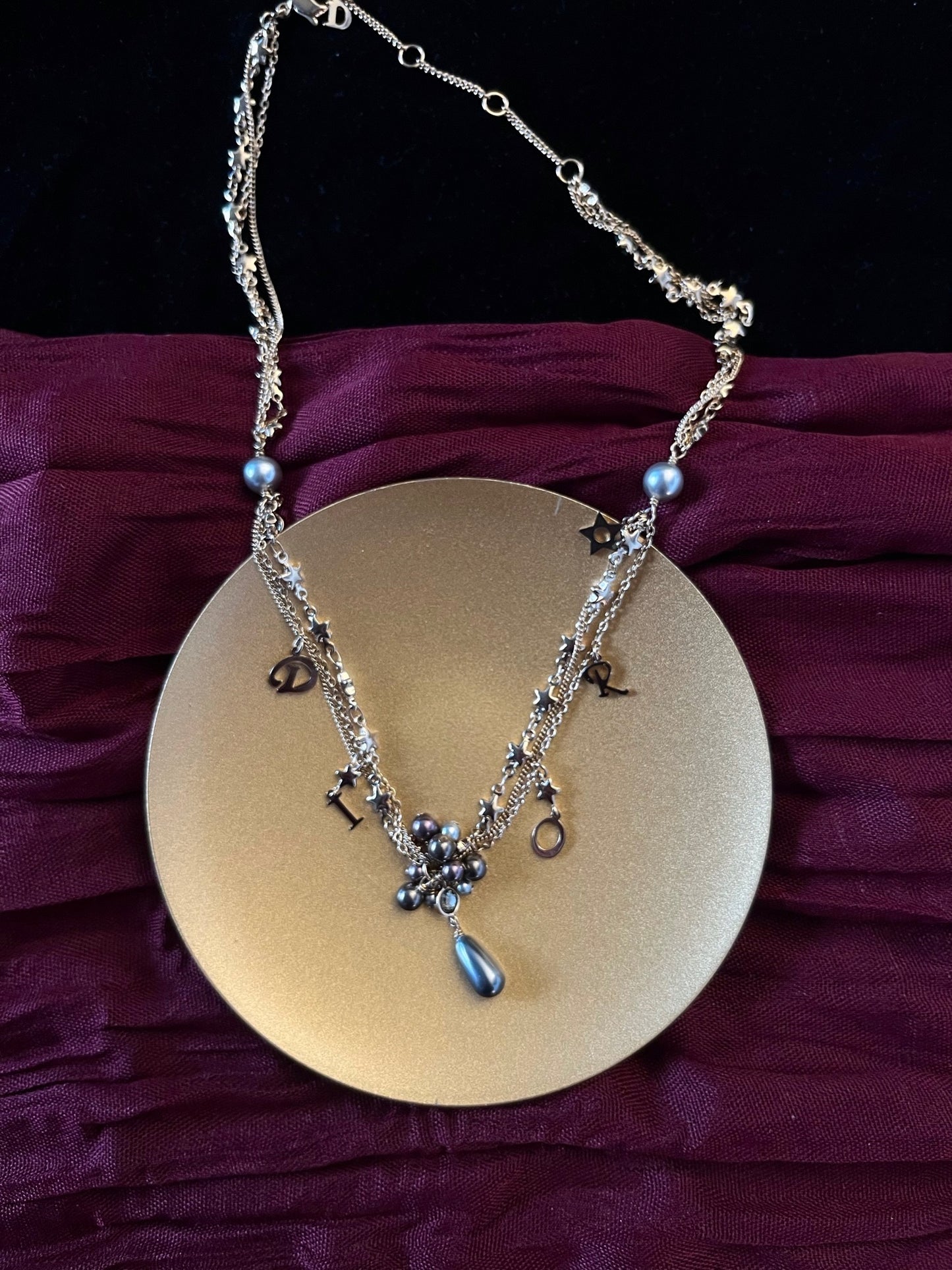 Vintage Dior Purple Pearl Starfall Double-Layer Necklace