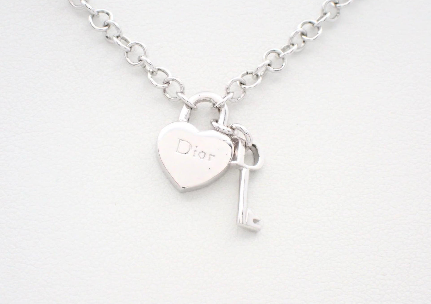 Vintage Dior Silver Heart Lock Necklace