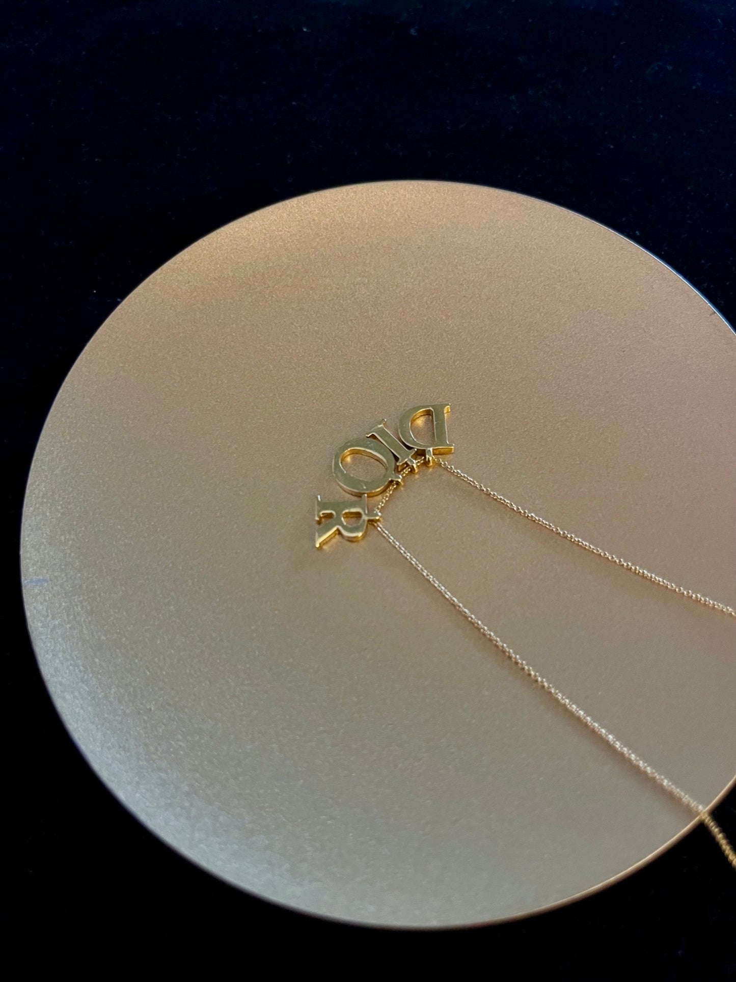 Vintage Dior Logo Letter Necklace – Gold Tone