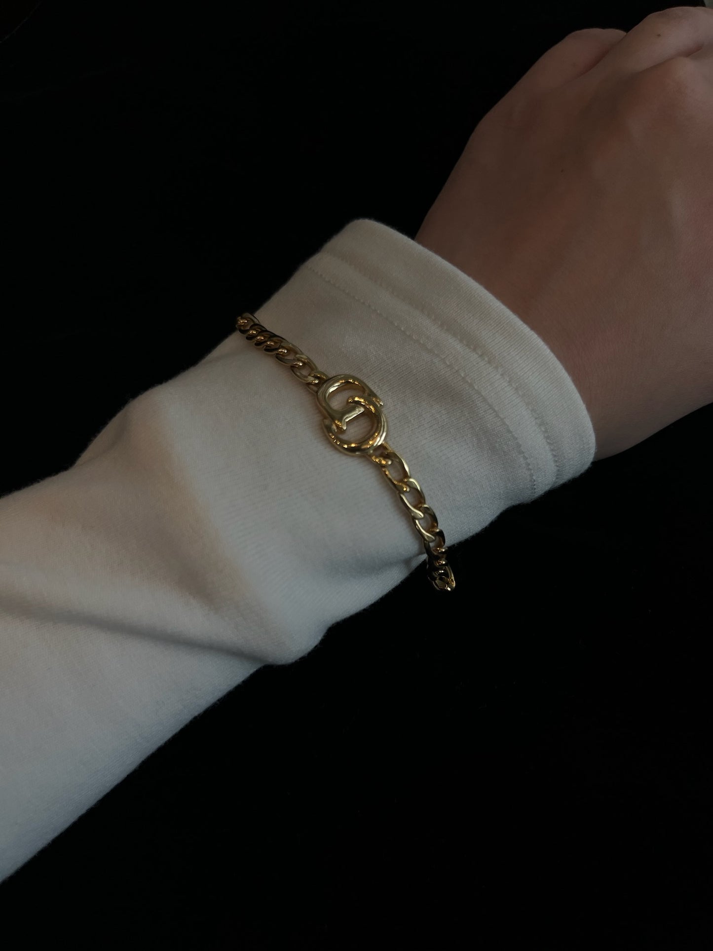 Dior Vintage Gold-Tone Braided CD Bracelet