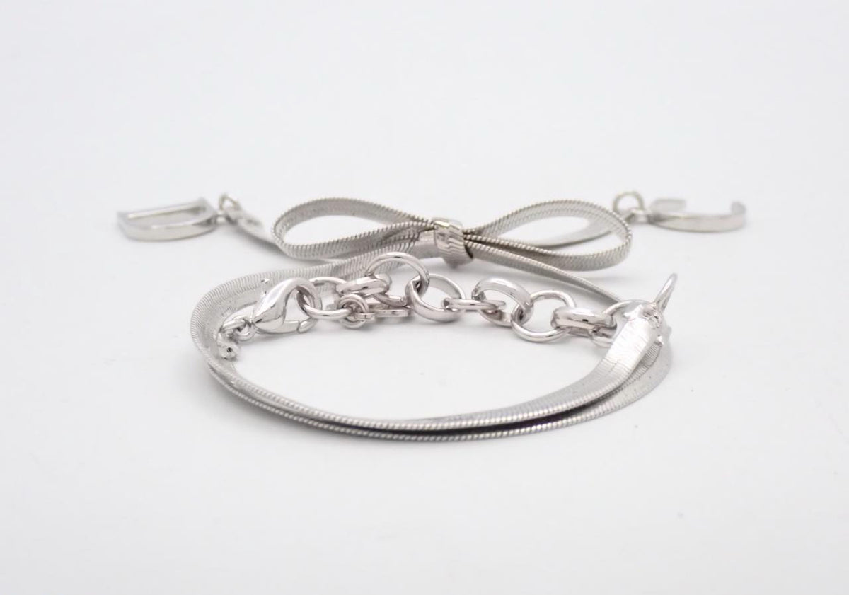 Vintage Dior Silver Bow Style Logo Bracelet