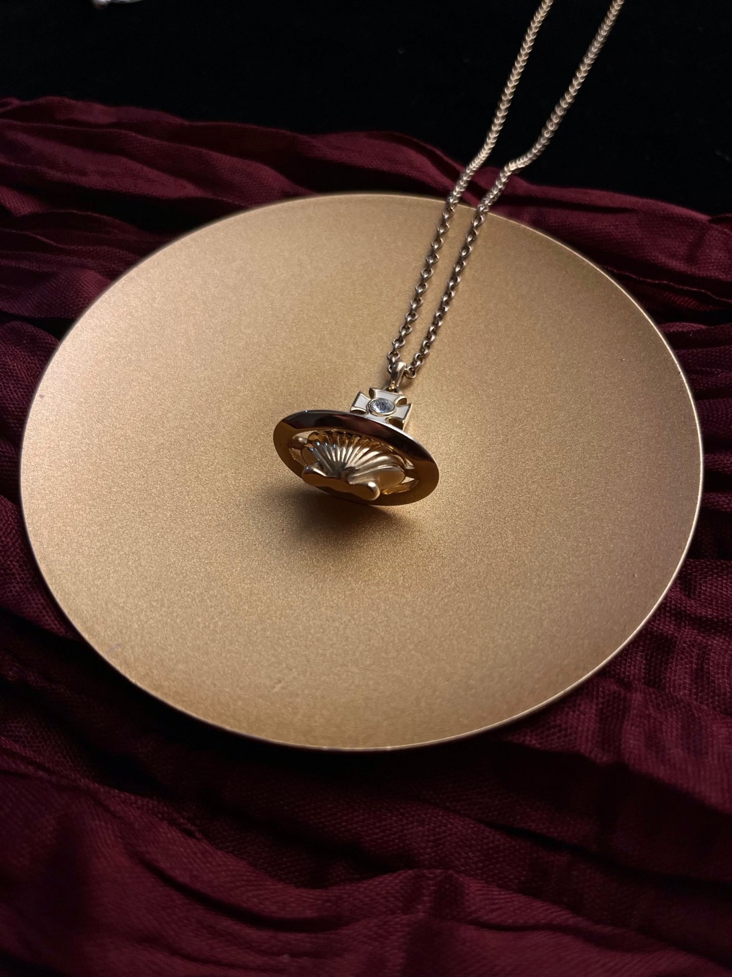 Vivienne Westwood Vintage Platinum-Tone Shell Orb Sweater Necklace