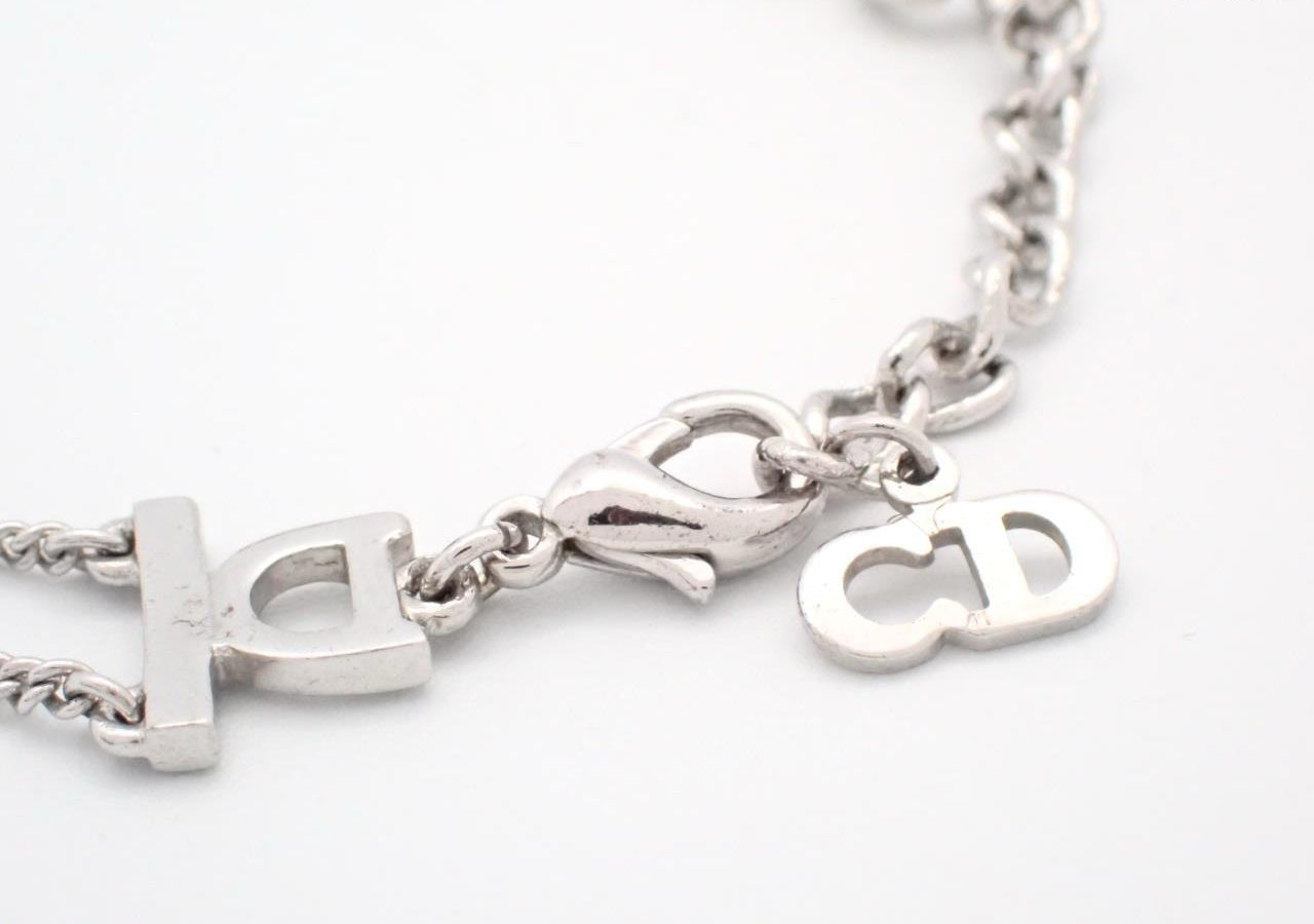 Vintage Dior Double Chain Fire Design Logo Bracelet