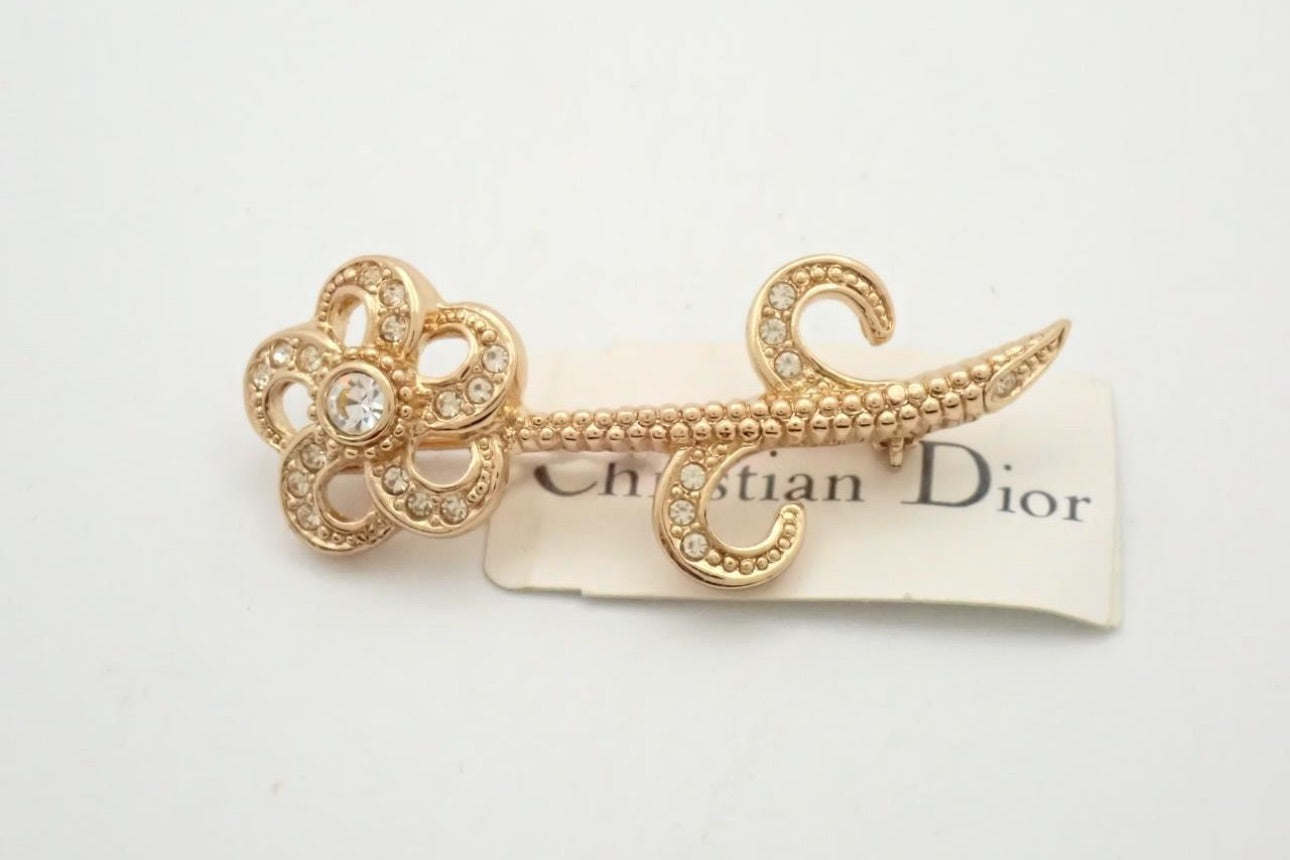 Christian Dior Crystal Floral Vine Brooch