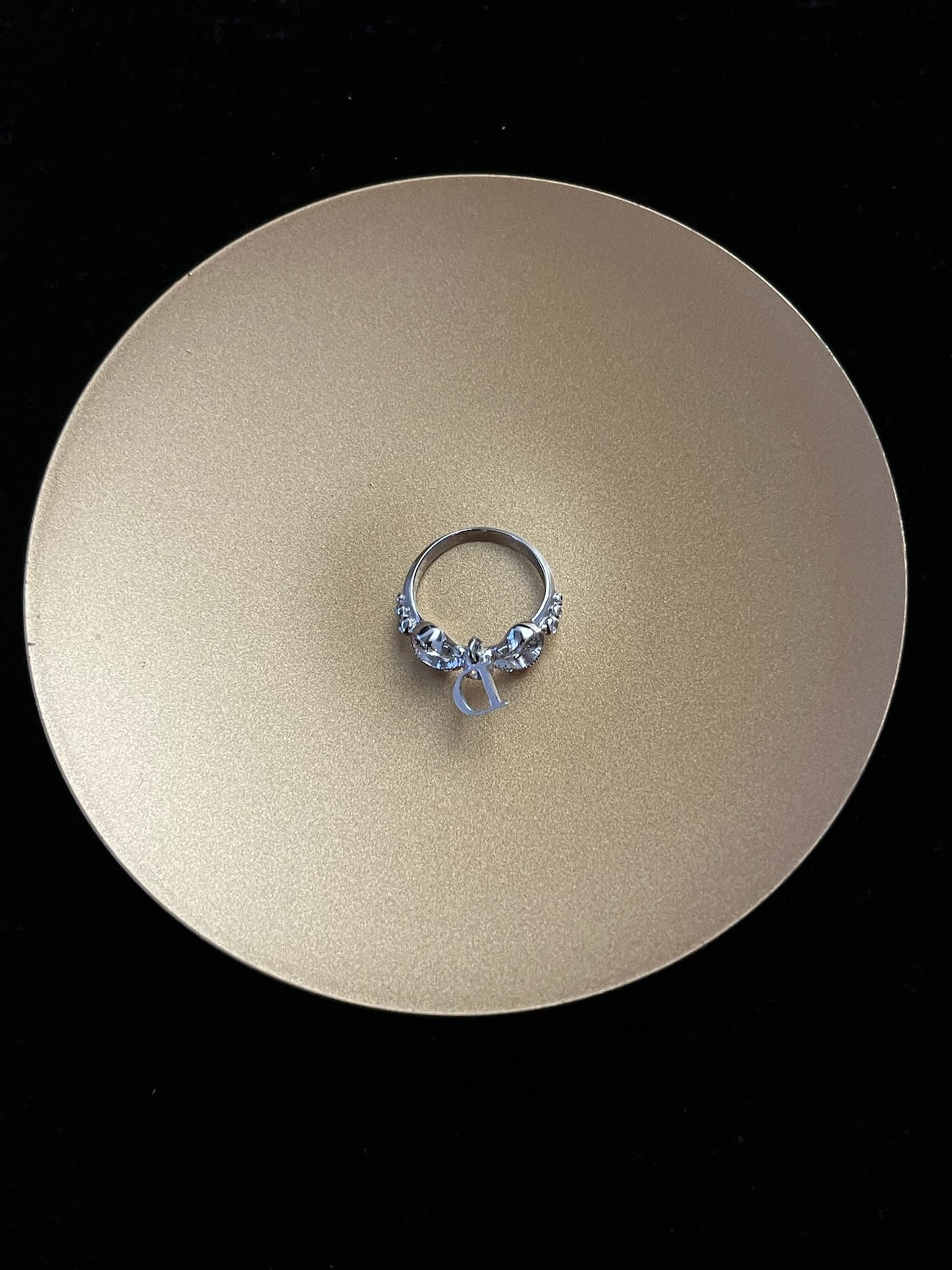 Dior 2000s Crystal Bow D-Logo Ring