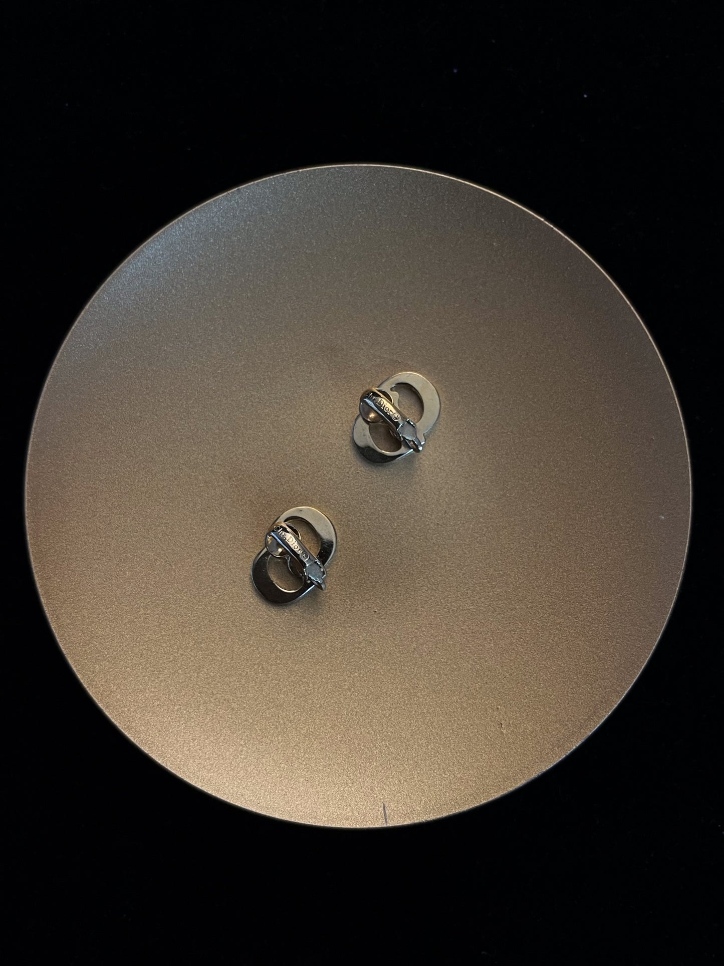 Vintage 80s Dior Interlocking CD Gold Clip-On Earrings