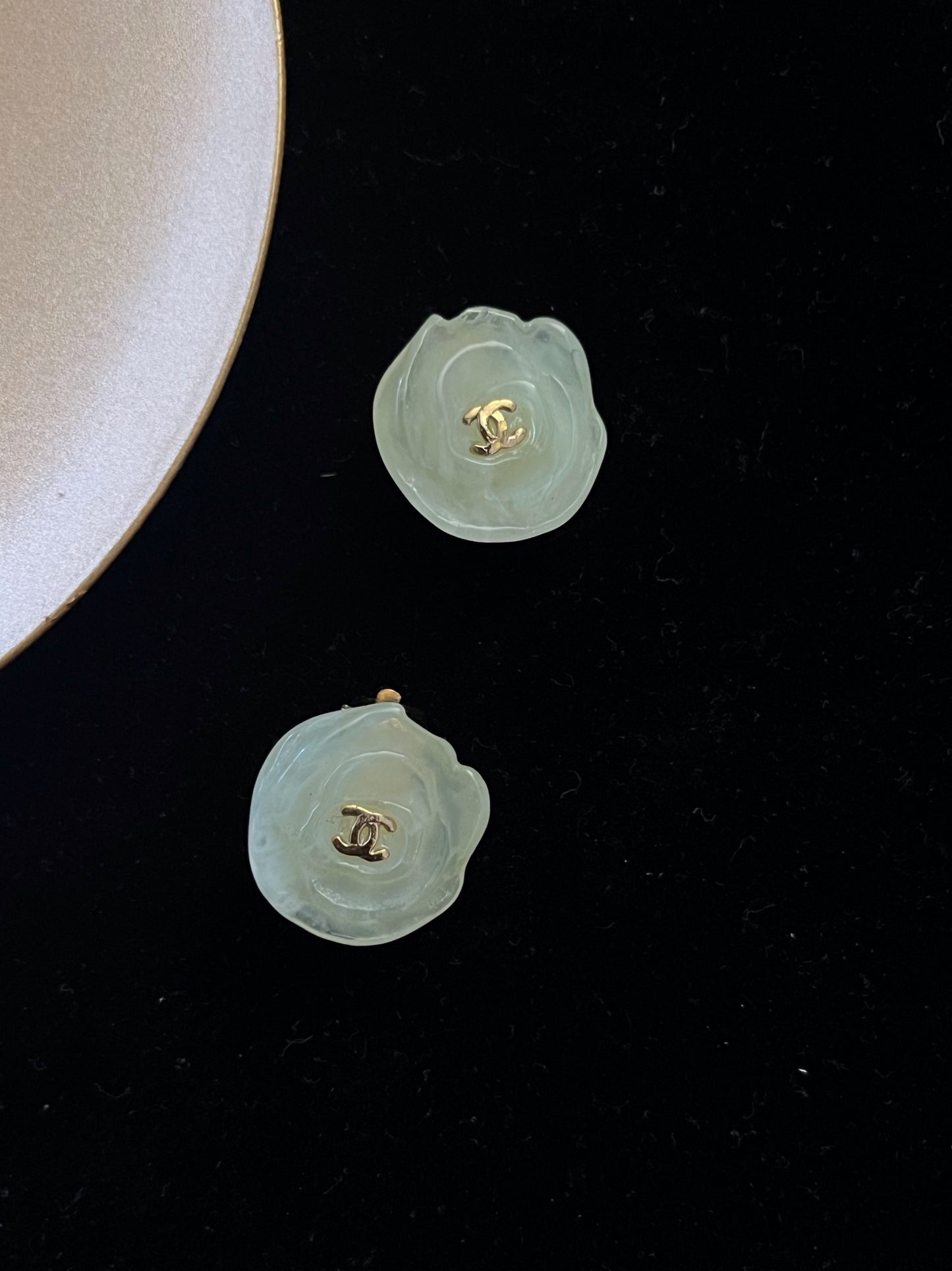 Chanel 2002 Camellia Double-C Clip-On Earrings