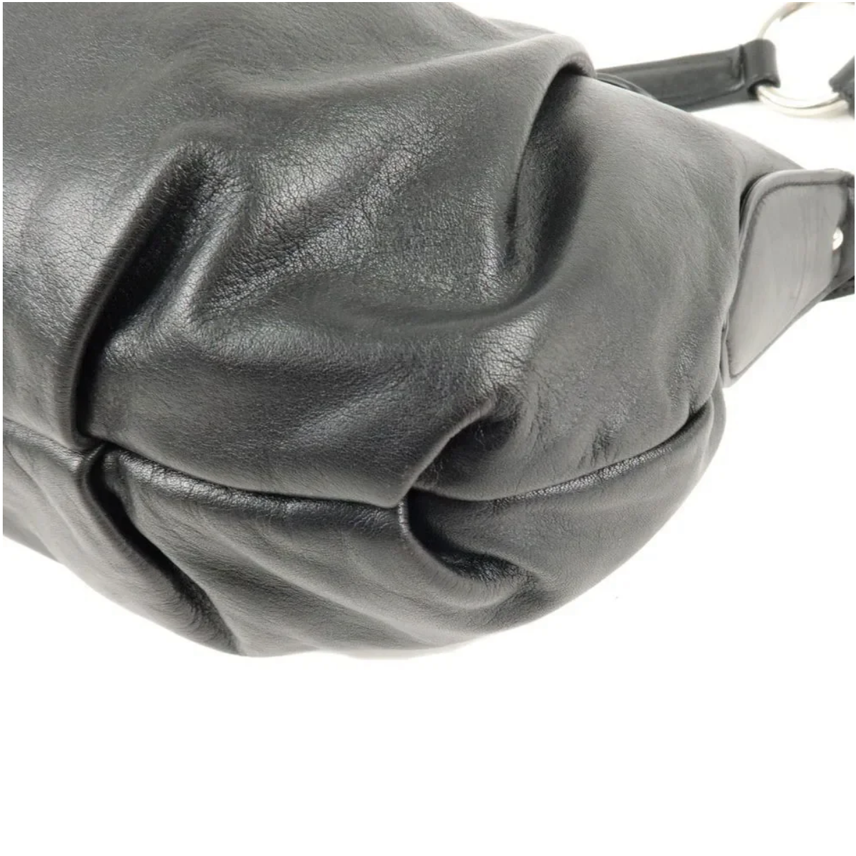 Vintage Prada Black Lambskin Ruched Shoulder Bag with Silver Hardware (Rare piece)