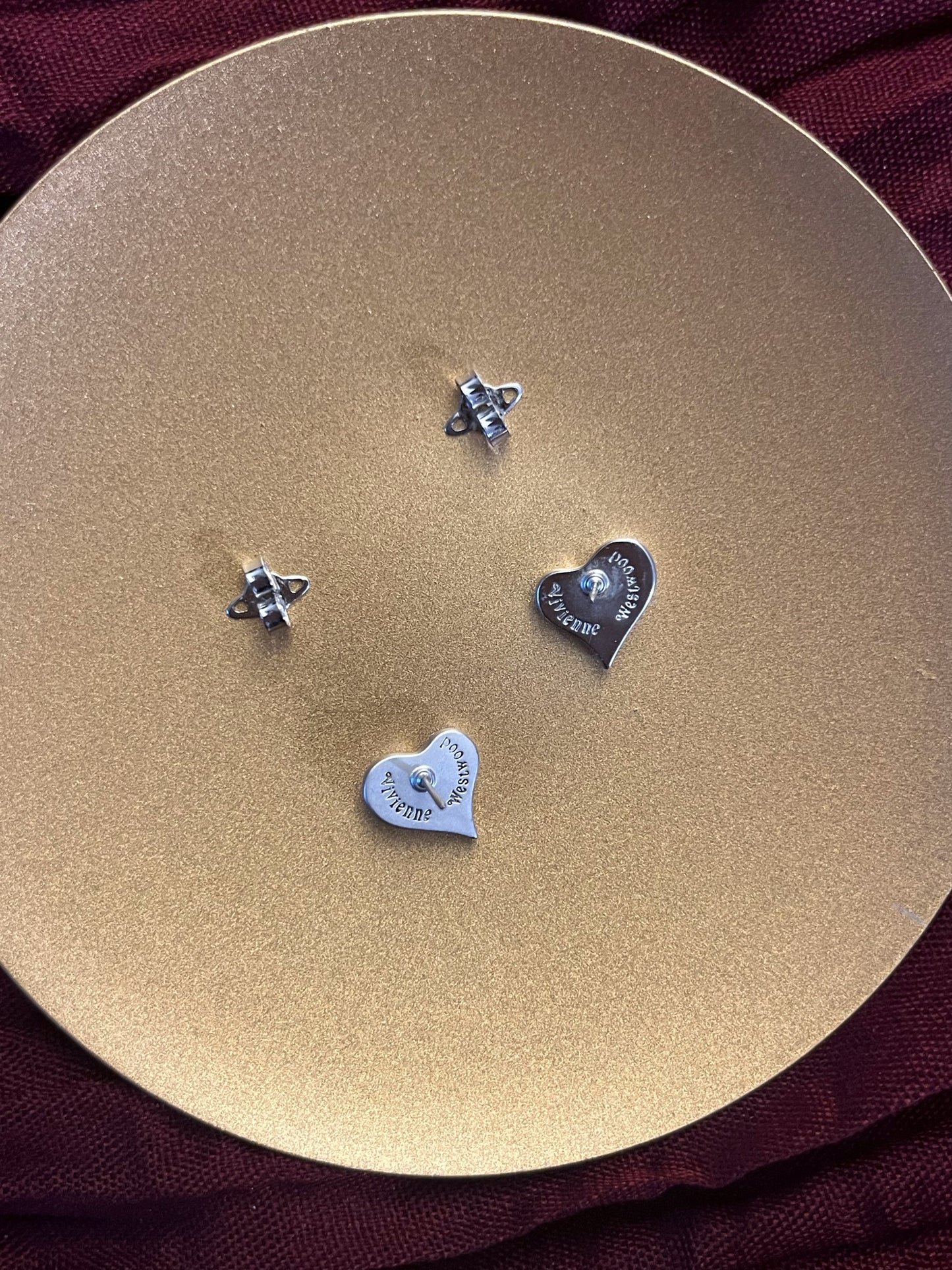 Vivienne Westwood Silver Cosmic Heart Crystal Stud Earrings