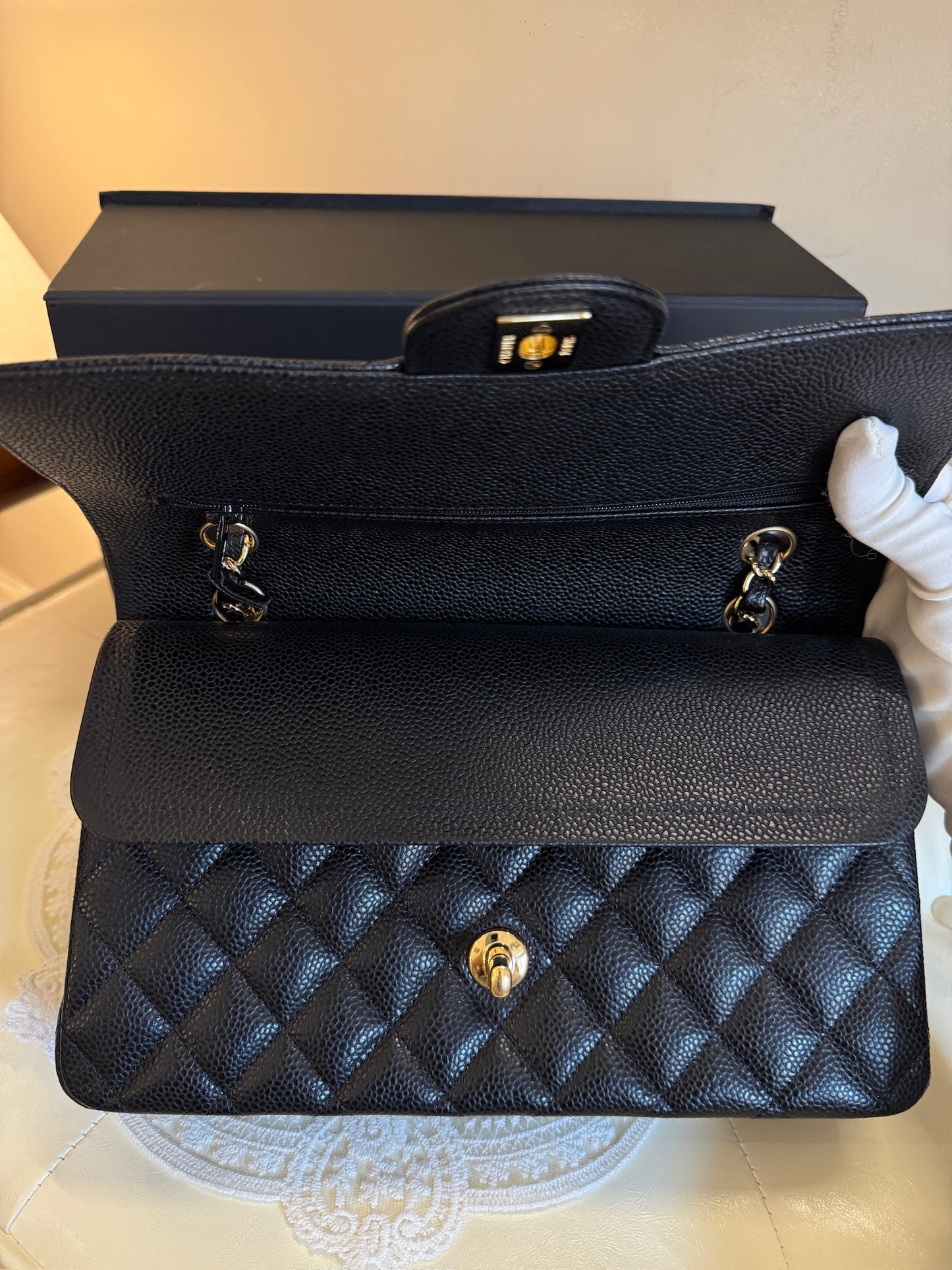 Chanel Classic Double Flap Medium Black Caviar Shoulder Bag