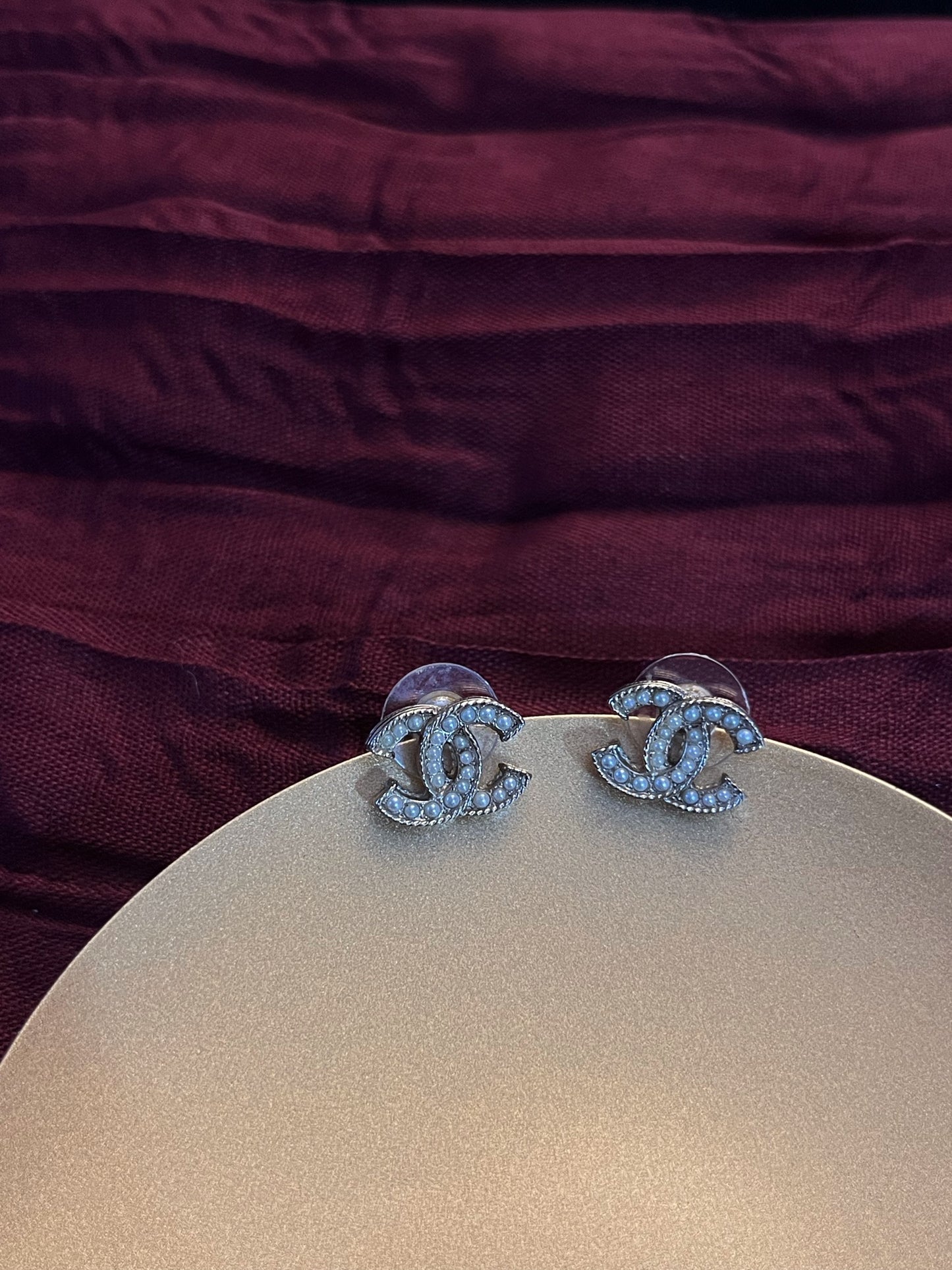 Vintage Chanel 2020 Gold-Tone Double C Pearl Earrings