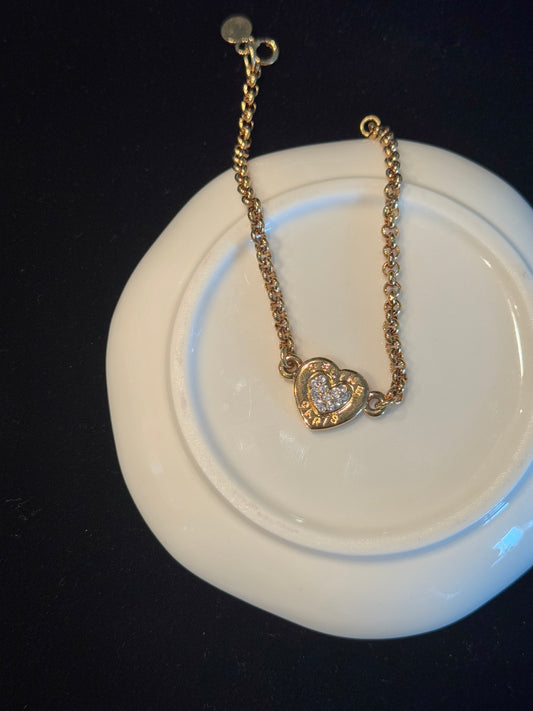 Celine Vintage Paris Heart Chain Bracelet