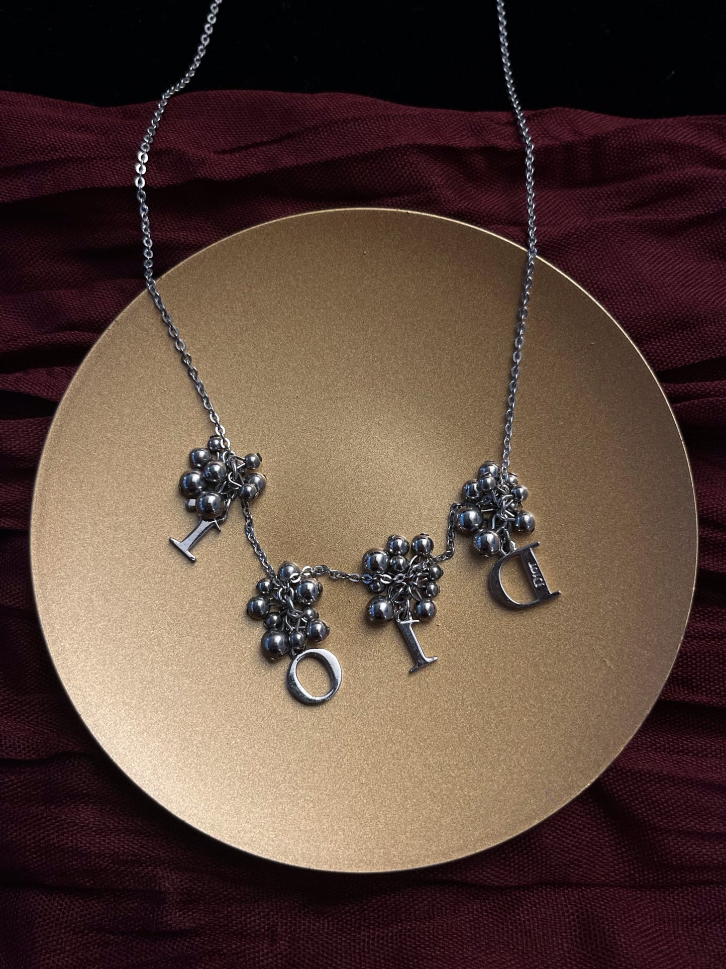 Vintage Dior Silver “DIOR” Charm Necklace