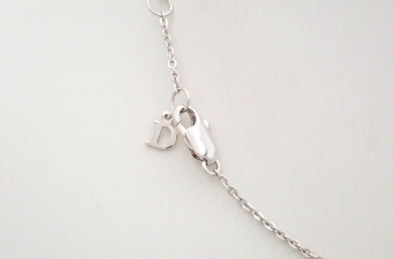 Dior Crystal Logo Multi-Strand Charm Necklace