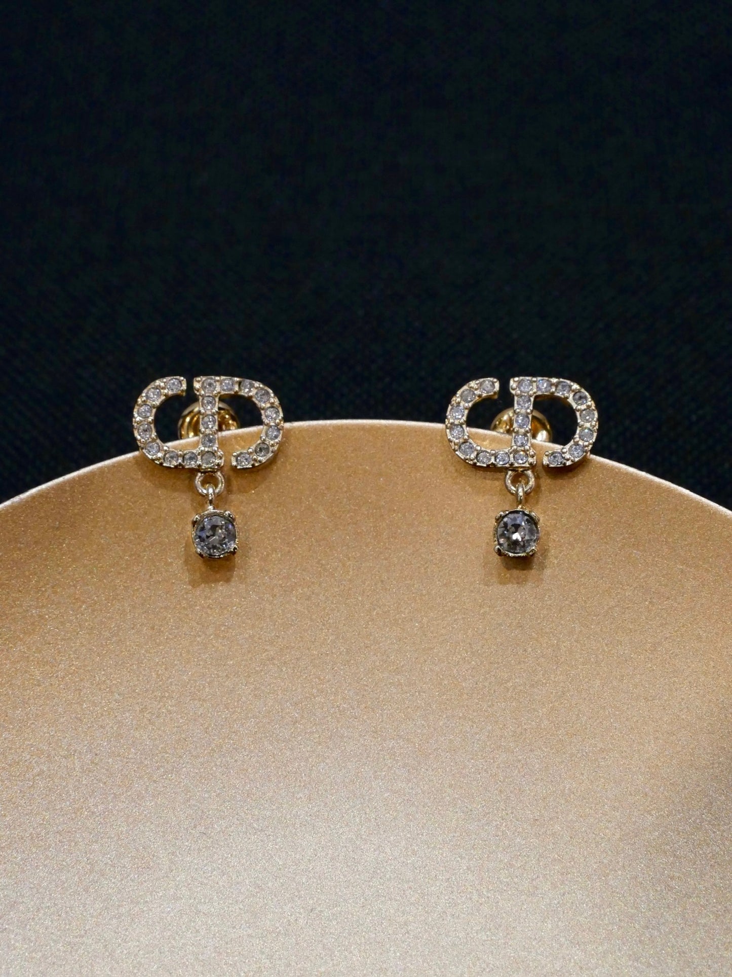 Dior Vintage Crystal CD Logo Drop Earrings