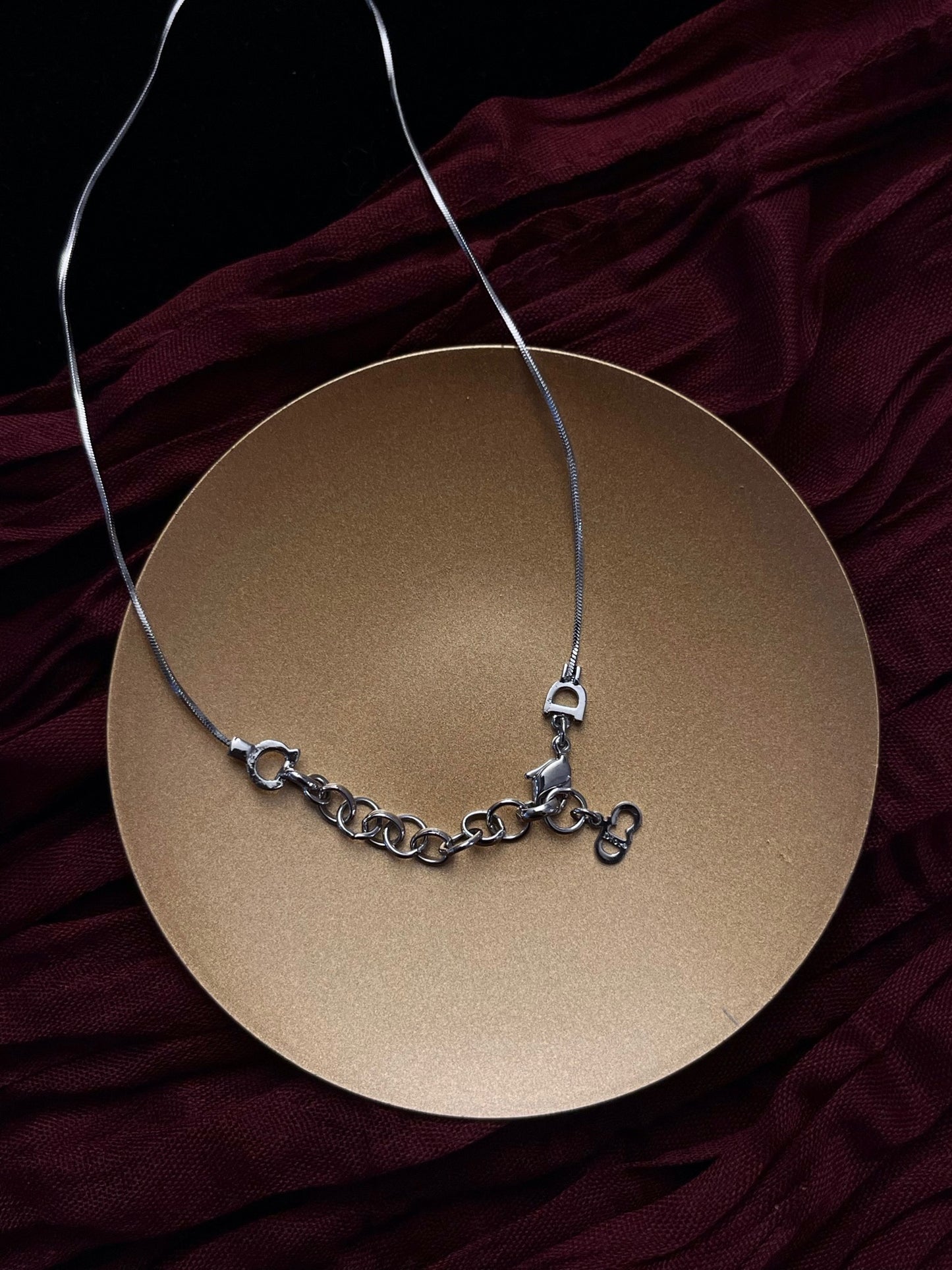 Dior Y2K Silver D Logo Choker Necklace