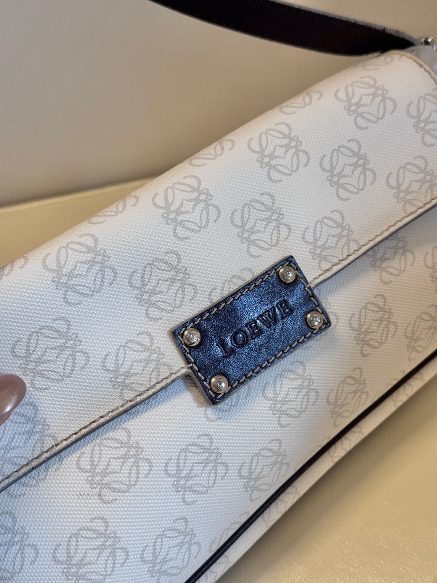 Loewe 2000s "Anagram Drift" Monogram Canvas Baguette Shoulder Bag