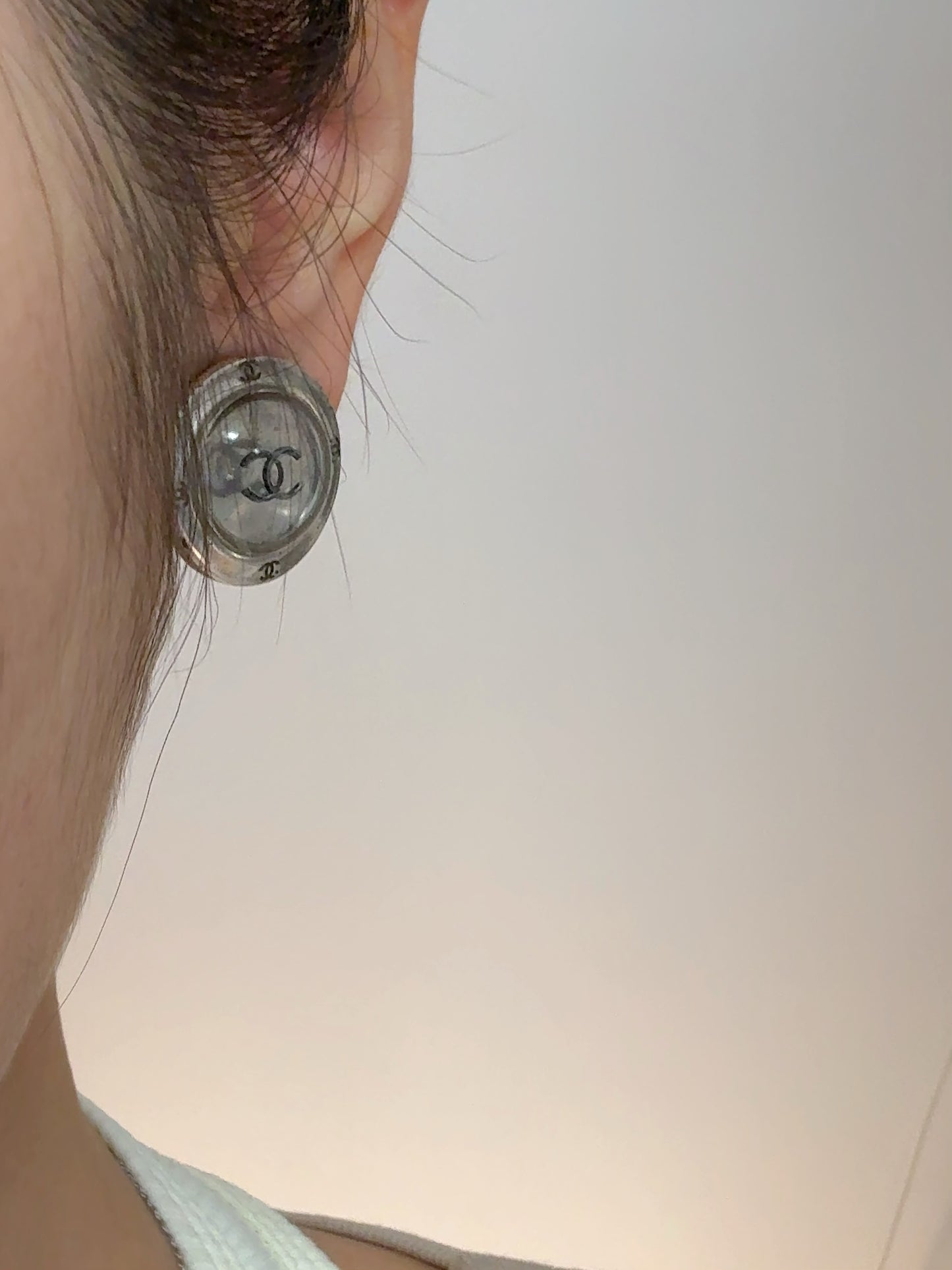 Chanel 1999 Silver CC Logo Clip-On Earrings