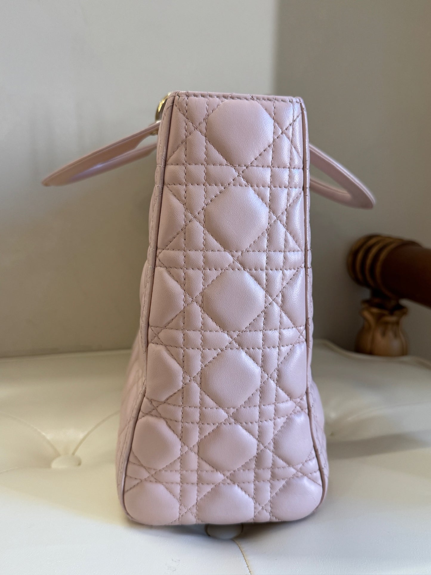 Dior Lady Dior Cannage Quilted Leather Large Tote Bag – Pink