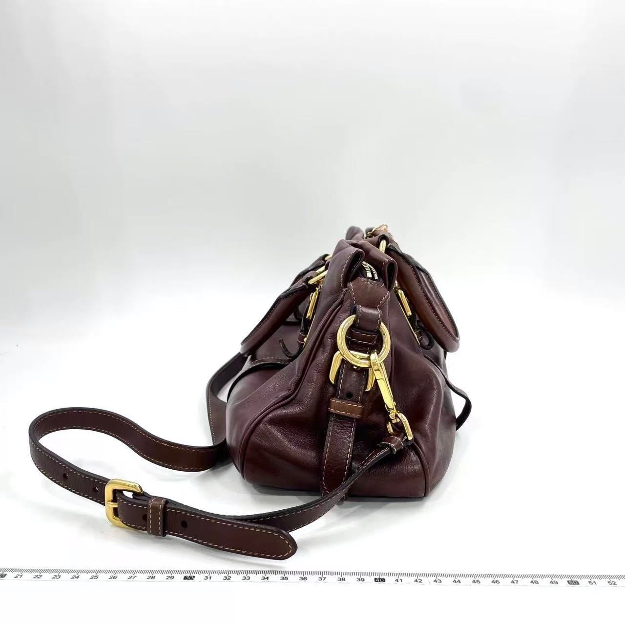 Prada Leather Top Handle Satchel – Dark Brown
