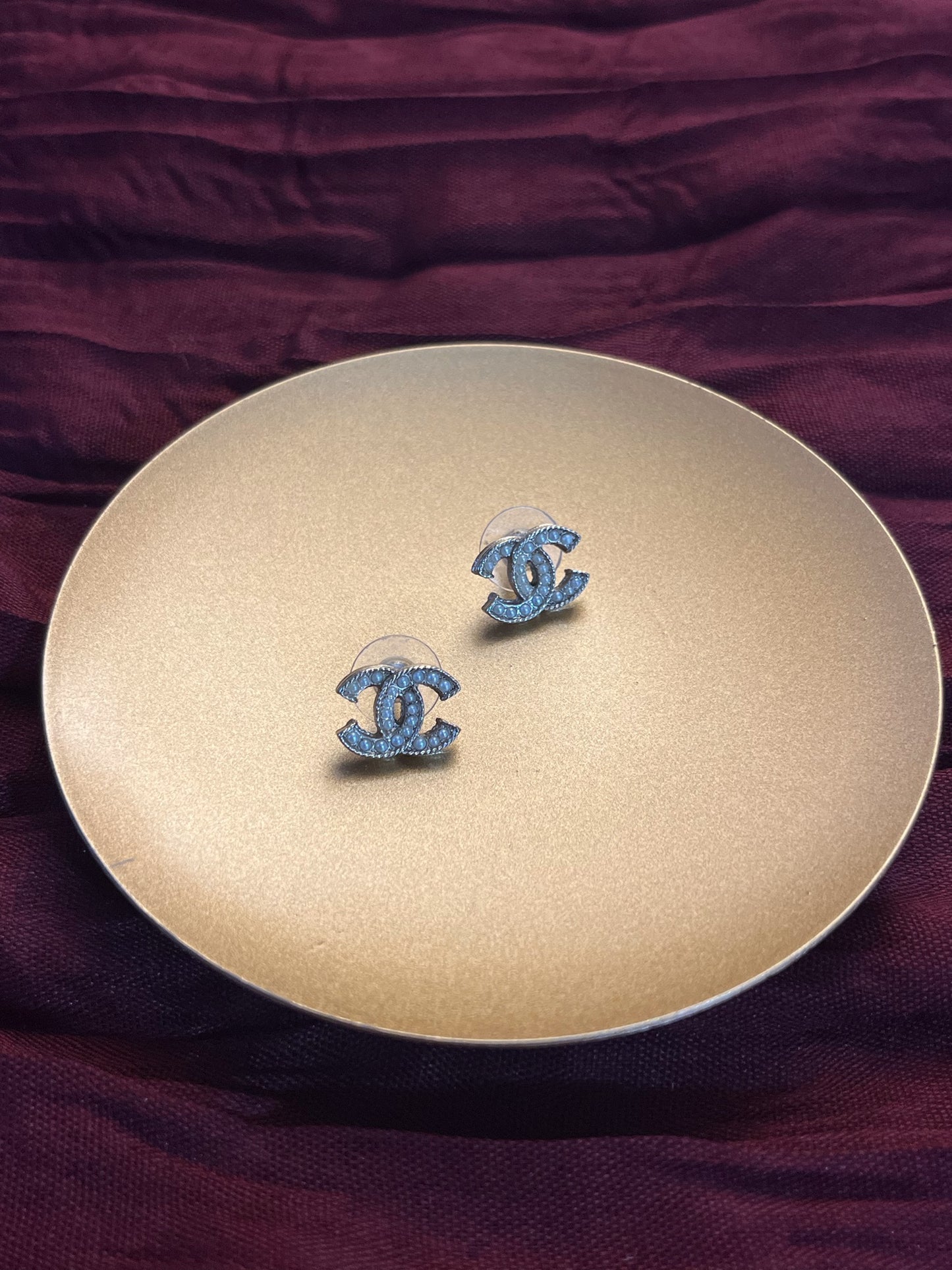Vintage Chanel 2020 Gold-Tone Double C Pearl Earrings
