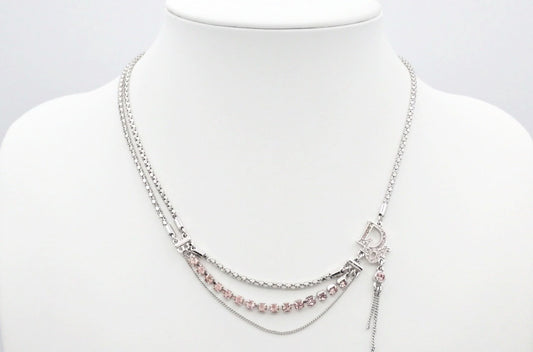 Dior Crystal Logo Multi-Chain Pendant Necklace