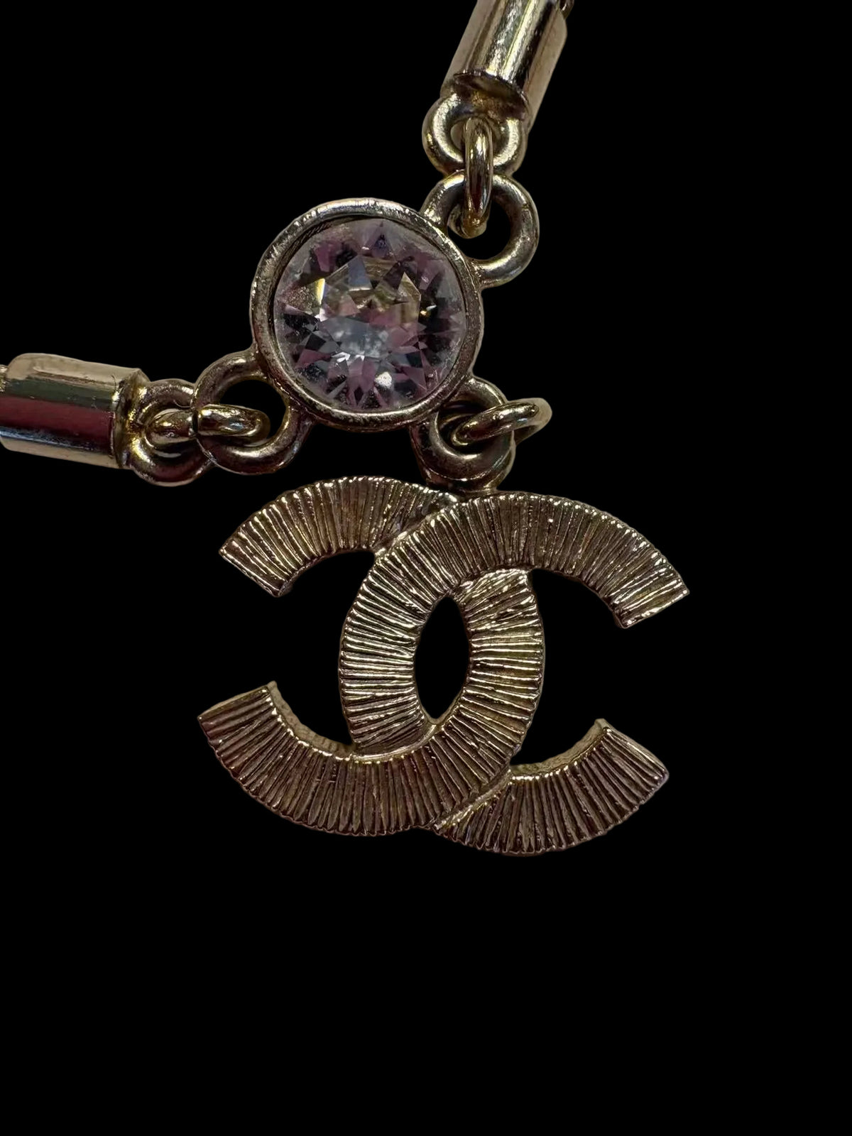 Chanel 2021 Gold CC Crystal Drop choker