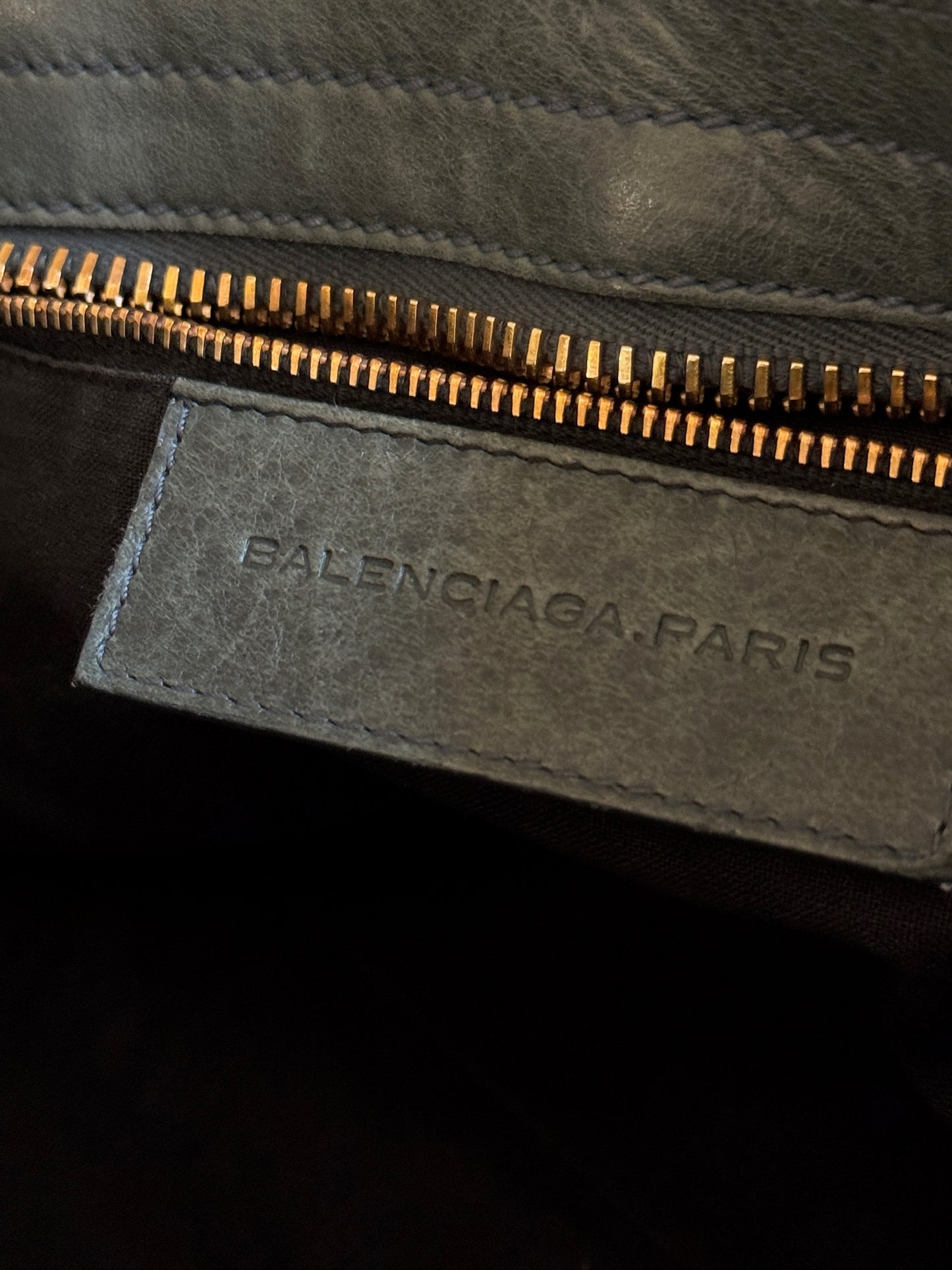 Balenciaga East West City Dark Grey Distressed Leather Handbag