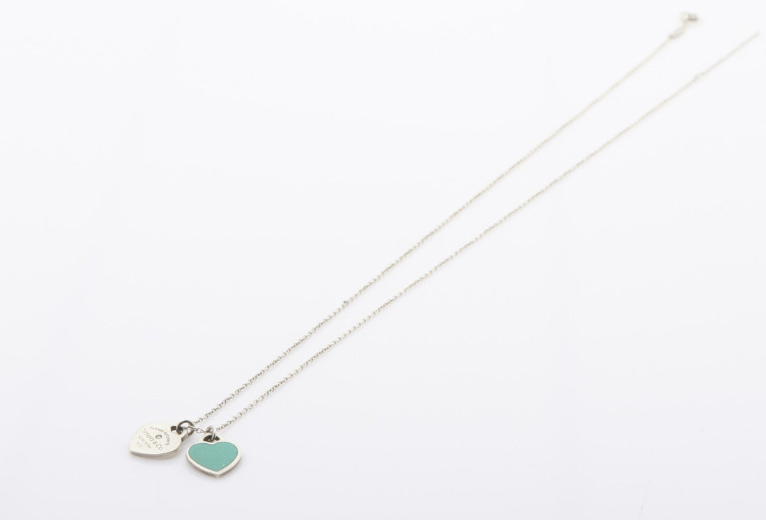 Tiffany & Co. Double Heart Tag Necklace with Turquoise Enamel