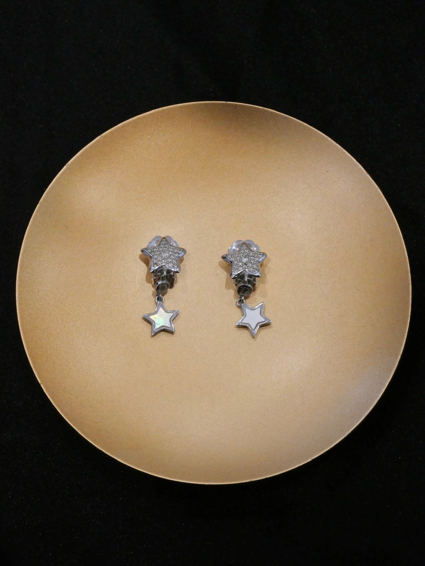 Vintage Dior Crystal Star Drop Ear Clip Earrings
