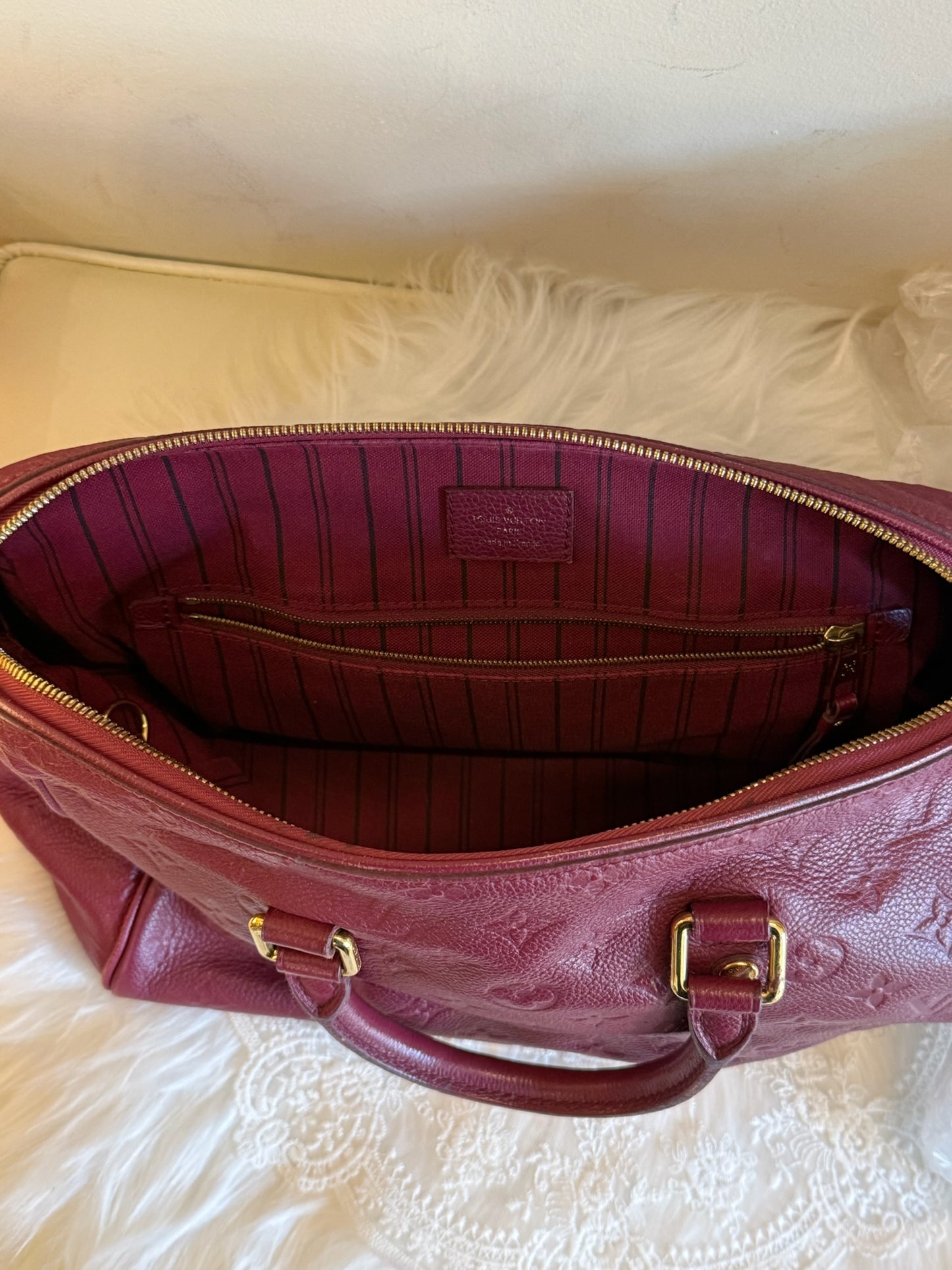 Louis Vuitton Monogram Empreinte Speedy 30 – Burgundy
